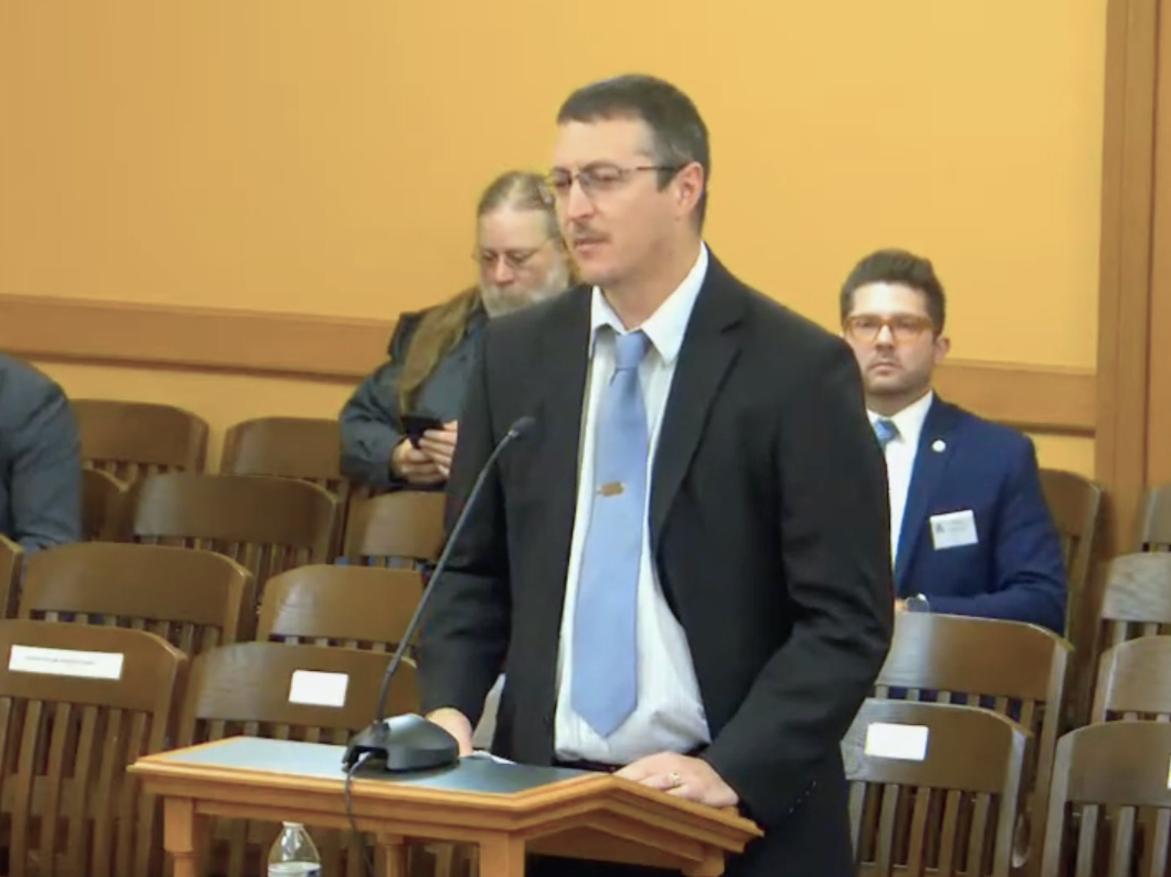 Justin Grady, director of utilities for the Kansas Corporation Commission, testified Thursday about expected electricity usage in the next decade. (Kansas Reflector screen capture from the Energy, Utilities and Telecommunications committee hearing)