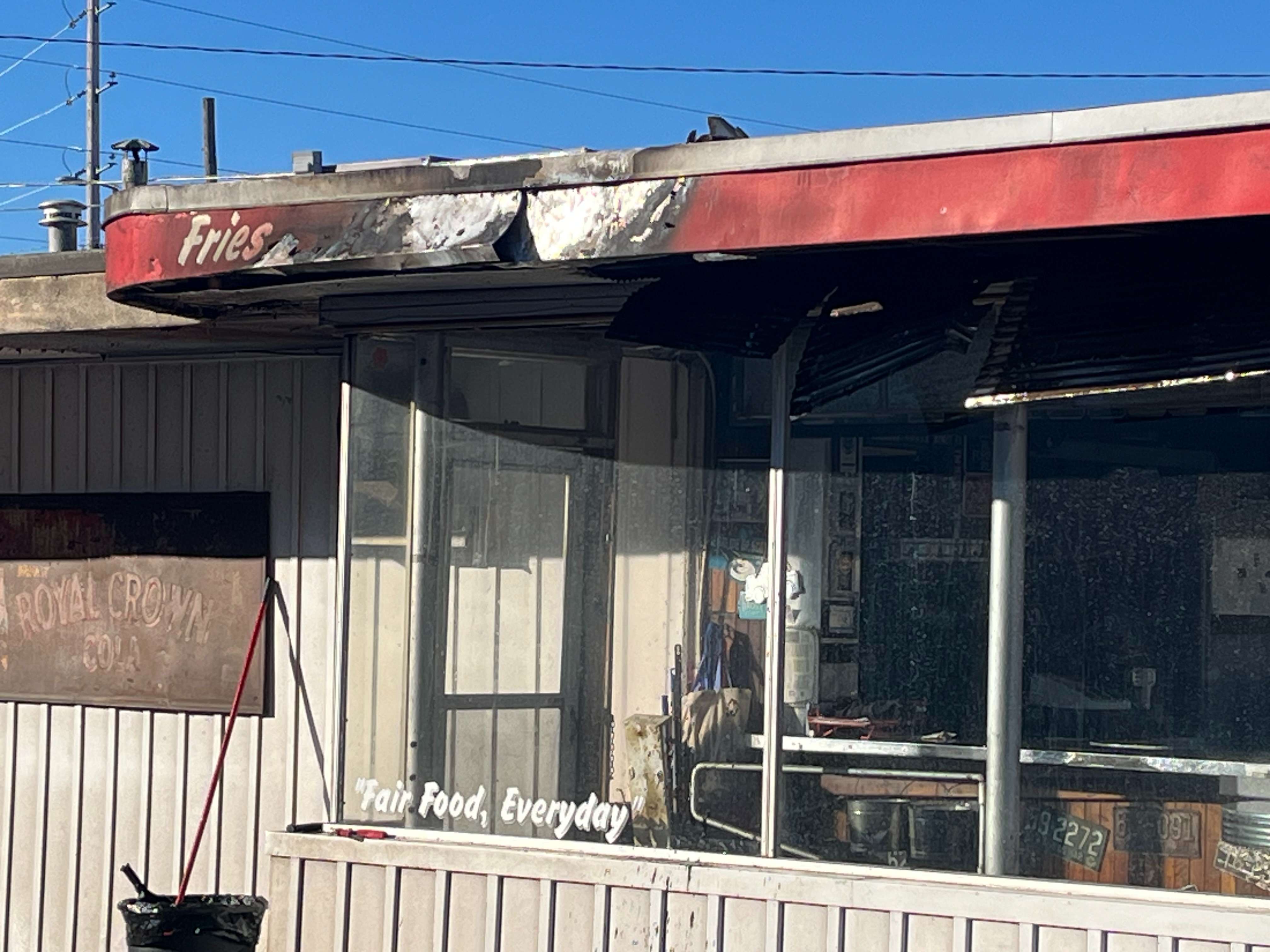 Exterior damage to R-B Drive In. (Hutch Post photo / Marc Jacobs) 