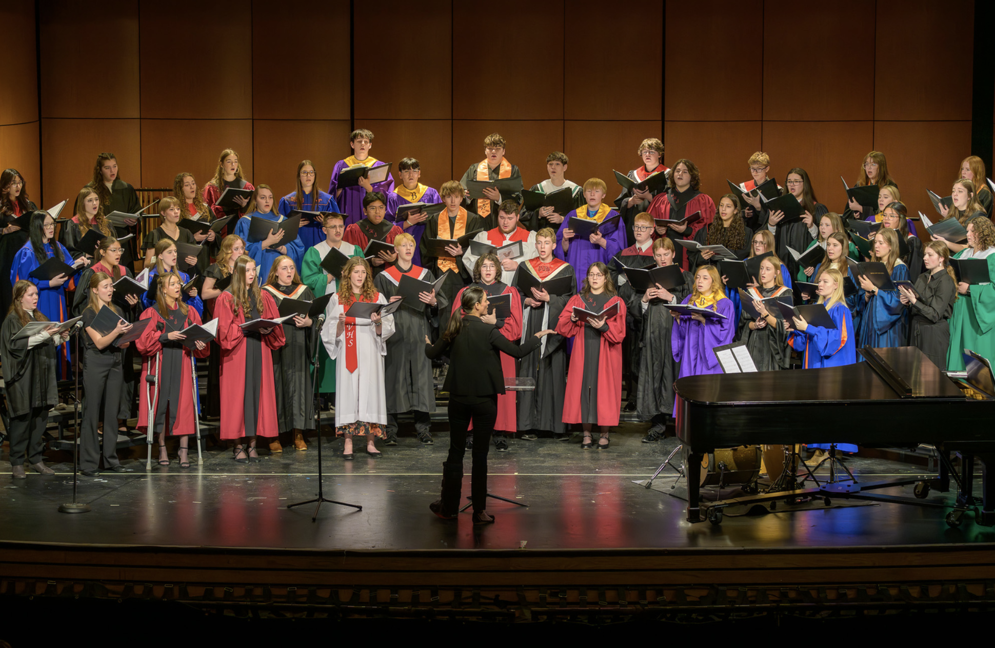The High Plains Honor Choir, conducted by Dr. Alyssa Cossey, performs during the 53rd Annual High Plains Band &amp; Choir Festival Tuesday, Feb. 4, 2025, at Memorial Hall. (Photo by Daniel Binkard/Chadron State College)