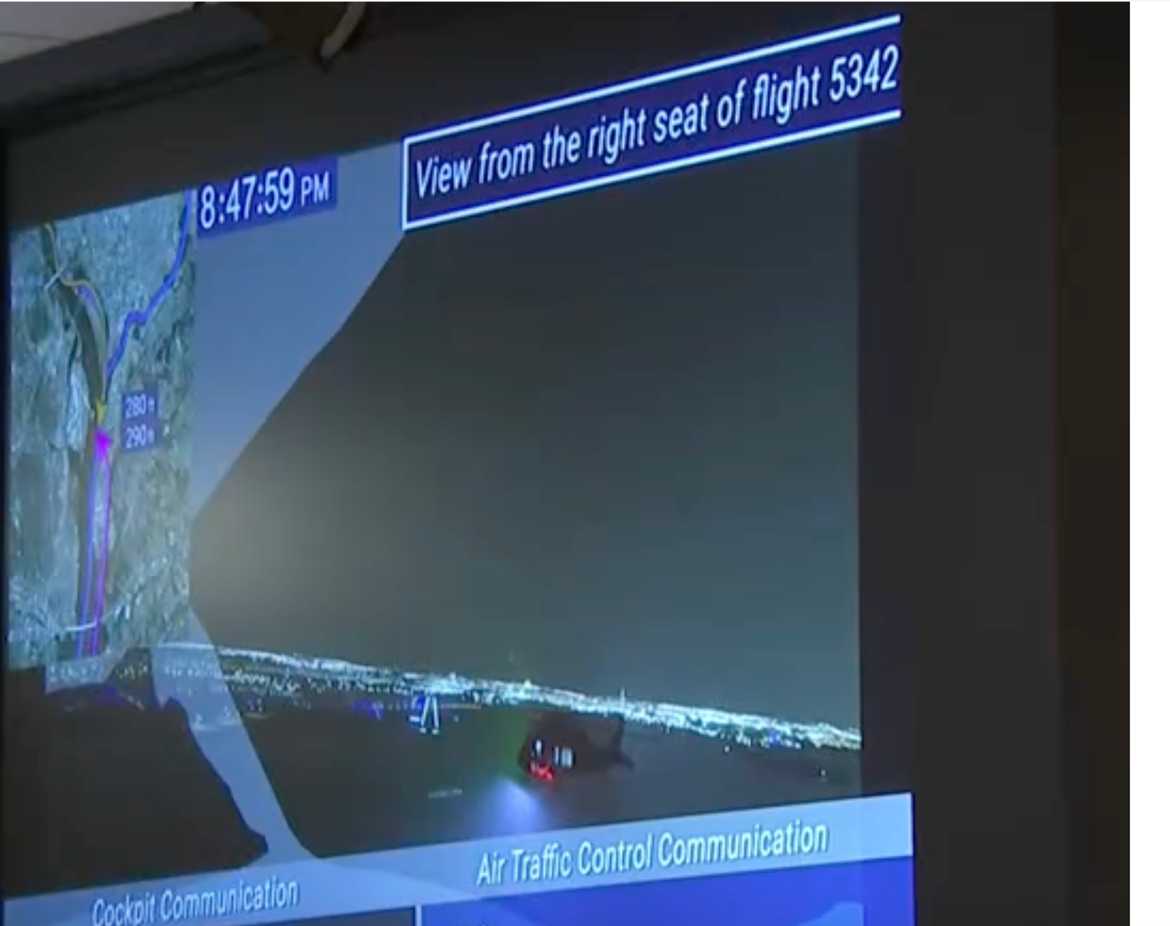 Simulation of shows the view from the American Airlines jet as it approached the deadly crash-image from NTSB video