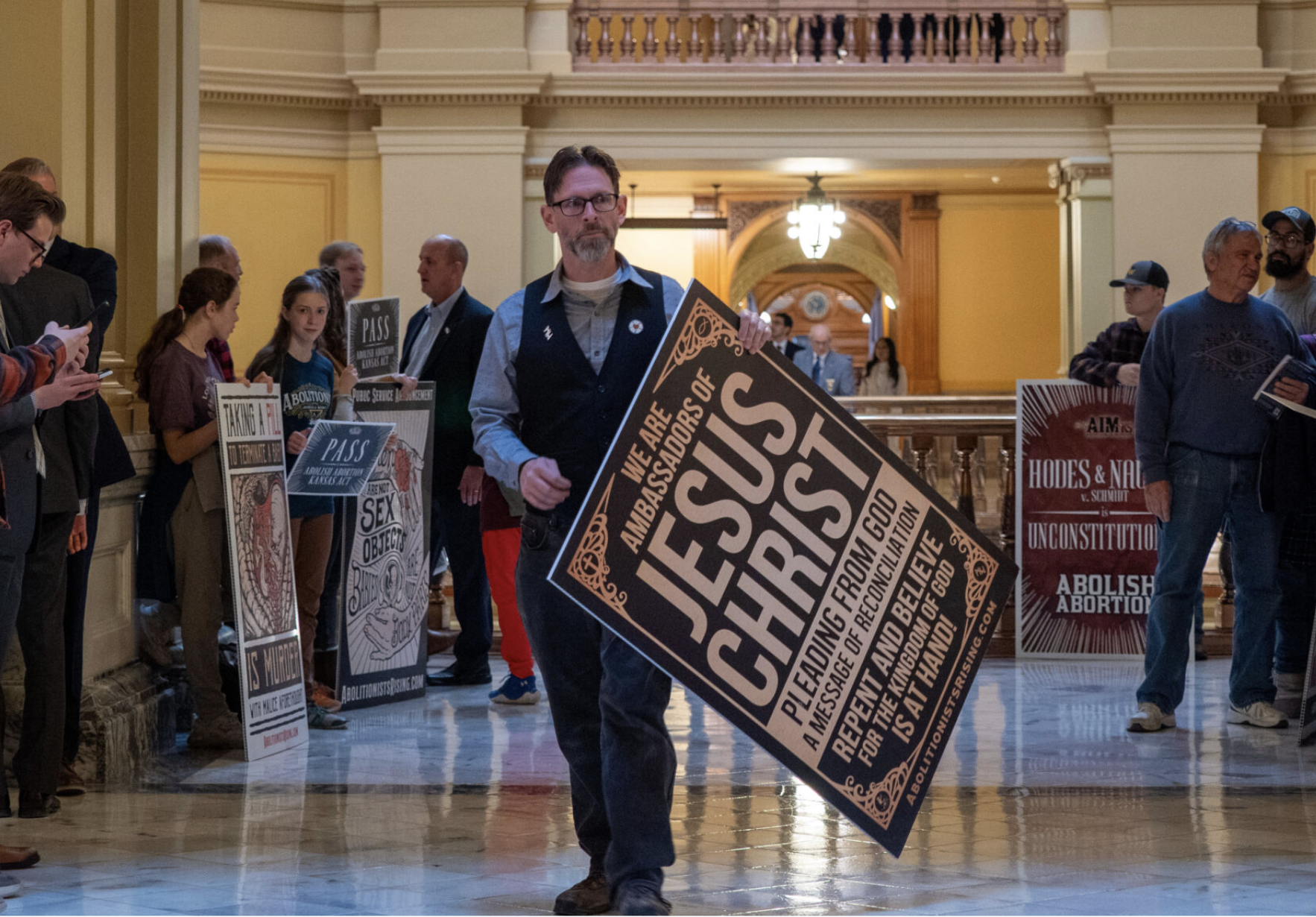 Clifton Boje appears at the Jan. 27, 2026 Abortion is Murder Rally at the Statehouse-photo by Sherman Smith, Kansas Reflector