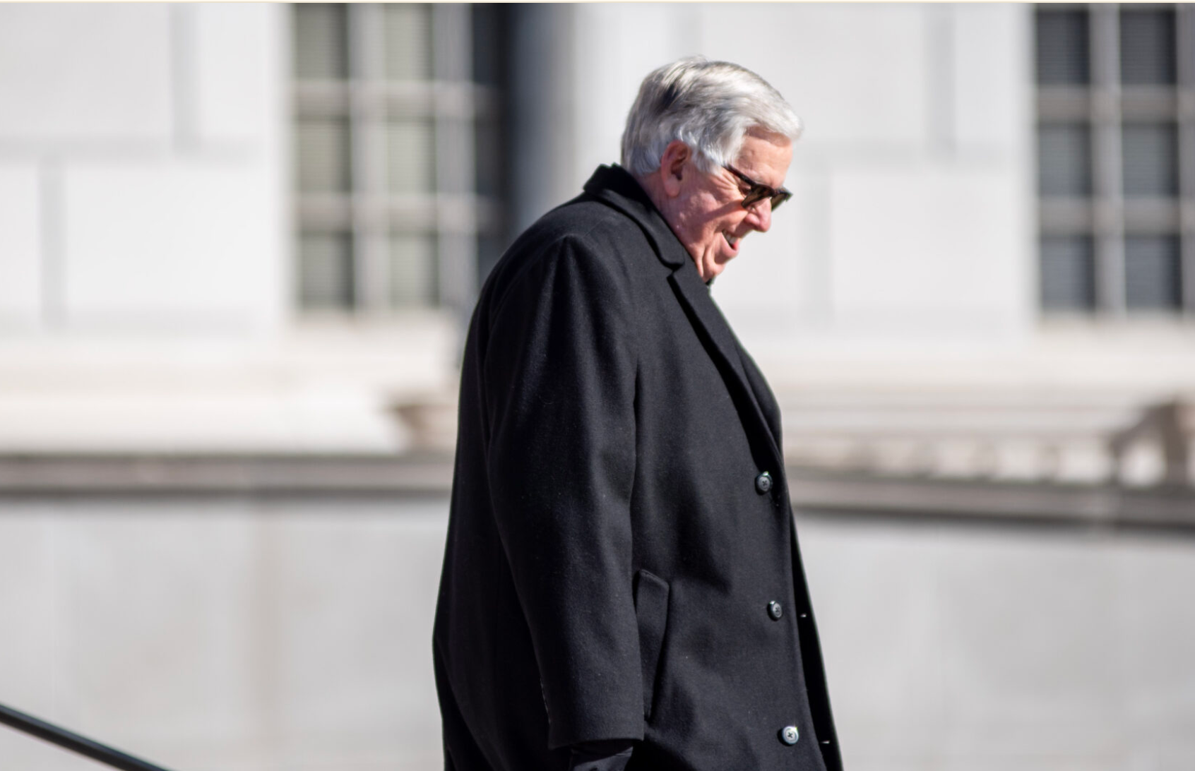 State lawmakers requested details about an earmark in Missouri's budget for a nonprofit established by former Gov. Mike Parson, pictured here leaving Gov. Mike Kehoe's inauguration in January 2025 (Annelise Hanshaw/Missouri Independent).