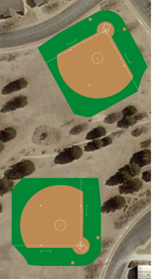 Improvements are planned for the two baseball fields at Sunrsie Park. Grading of the fields is in the works. New fencing, backstops, benches and signs are planned for the third phase of the project. Courtesy image.