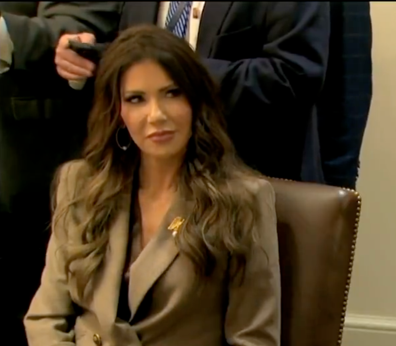 -Homeland Security Kristi Noem made no comments during Thursday's Cabinet meeting at the White House.- image from White House video