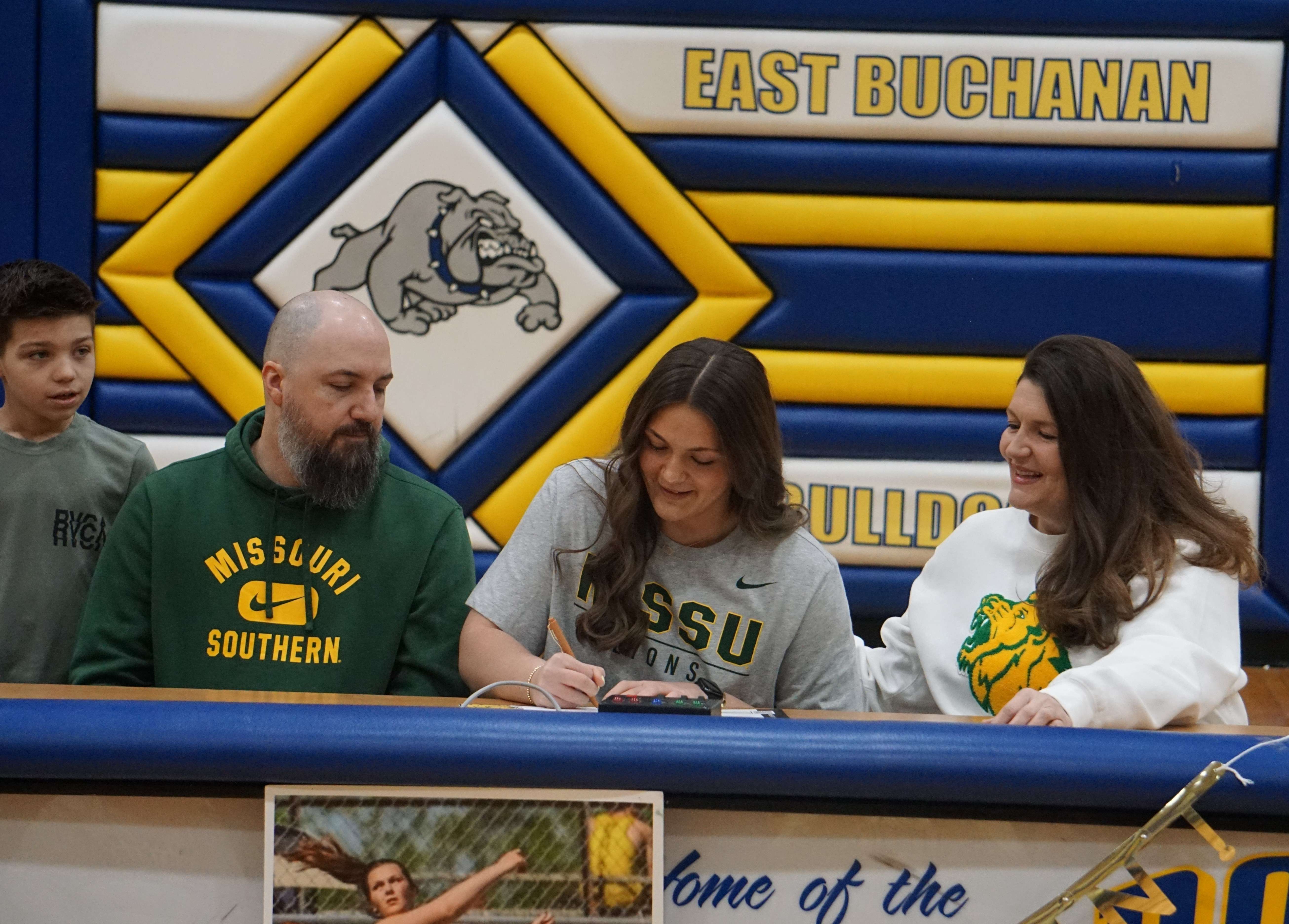 East Buchanan track athlete Brooklynn Johnson signs her National Letter of Intent to continue her career at Missouri Southern/ Photo by Matt Pike
