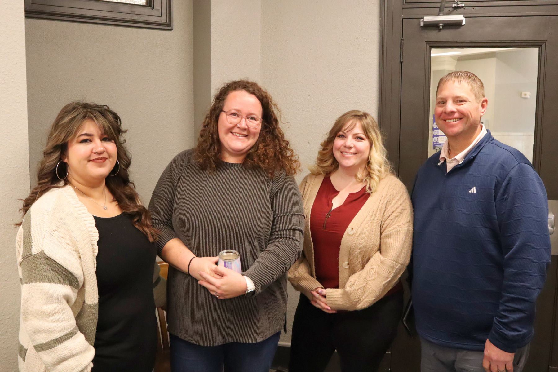 Barton County Employee Engagement Committee members Judith Castro, Charlotte Konrade, Lindsey Creamer, and Ryan Lichter, pictured during this week’s Commission meeting. (Not Pictured: Richard Estes, EEC member.)