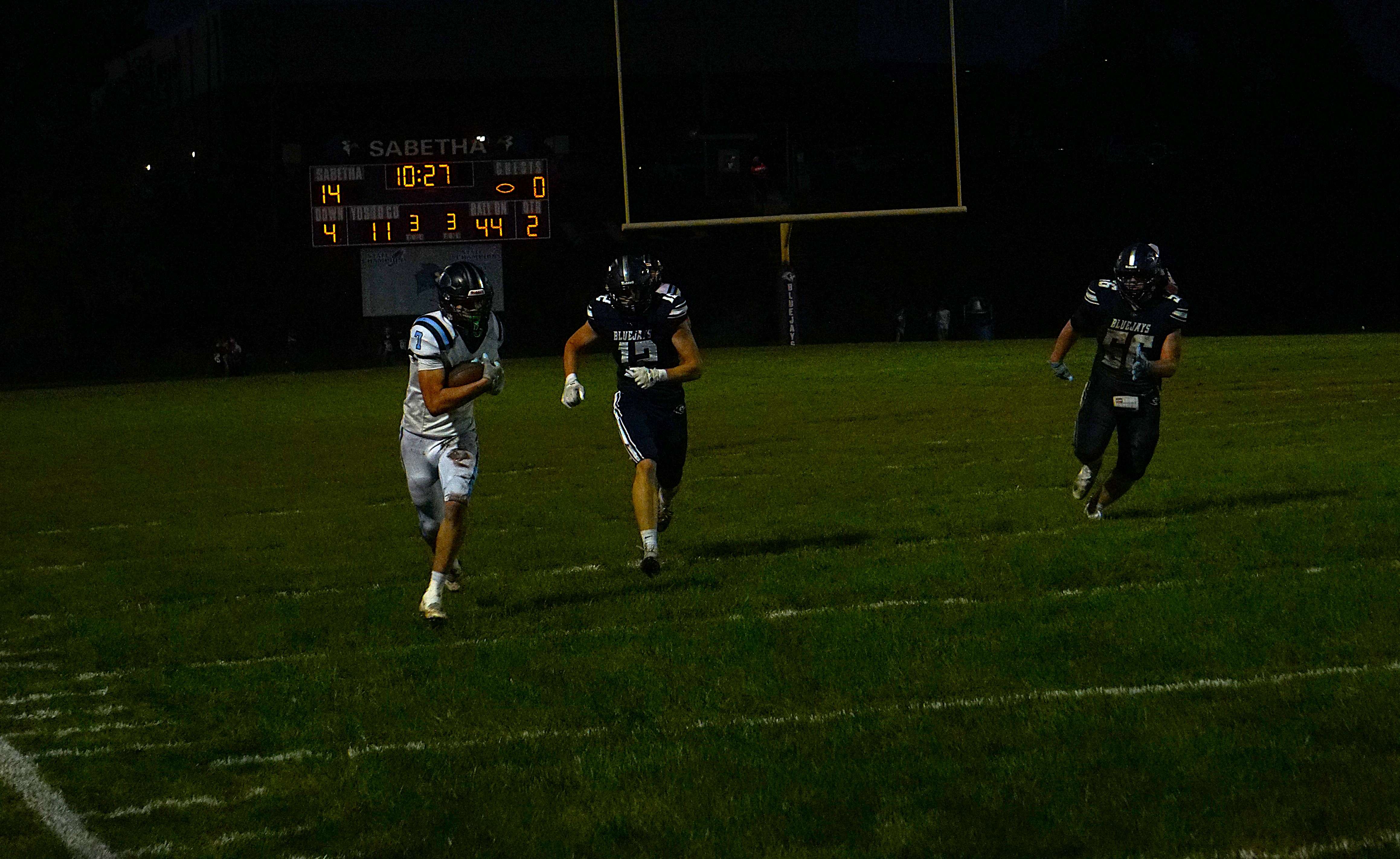 Riverside's Brooks Griffin (7) takes a reception for touchdown/ Photo by Matt Pike