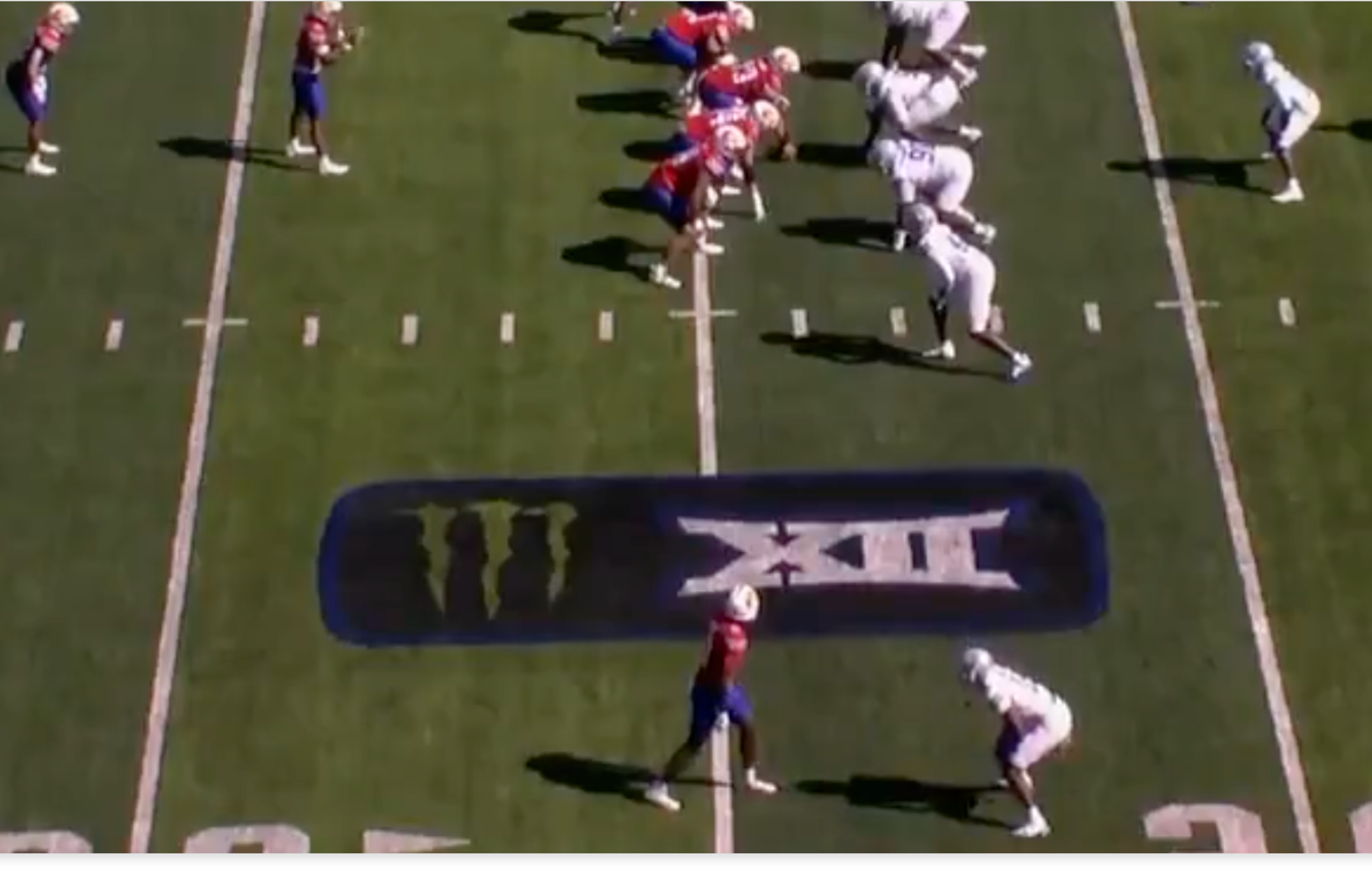 Monster logo on the field Saturday at David Booth Kansas Memorial Stadium photo Kansas Athletics