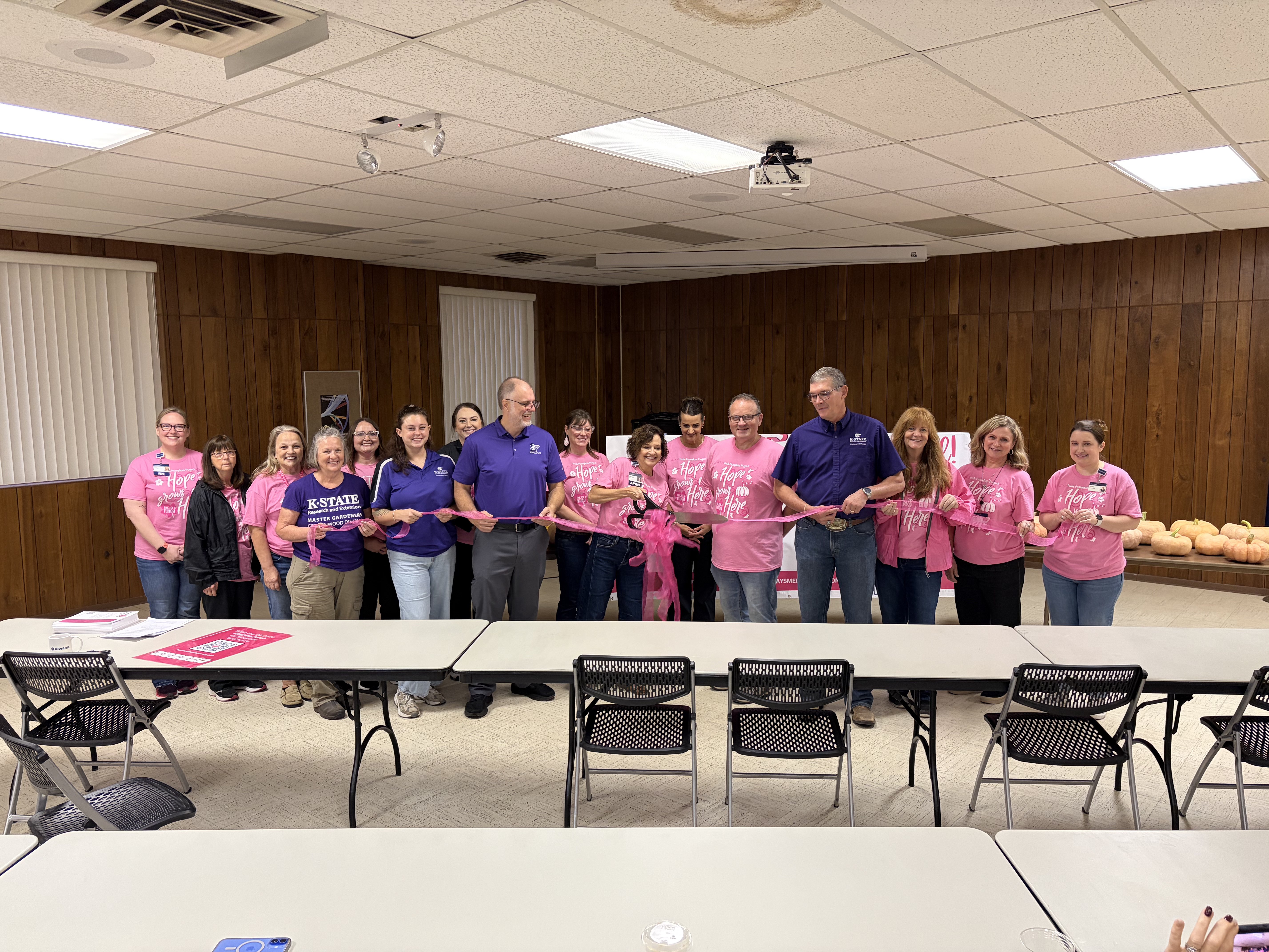 All partners lined up at the Ribbon Cutting on Oct. 1 at the K State Agriculture Research Center in Hays. Photo by Alin Hett/Hays Post