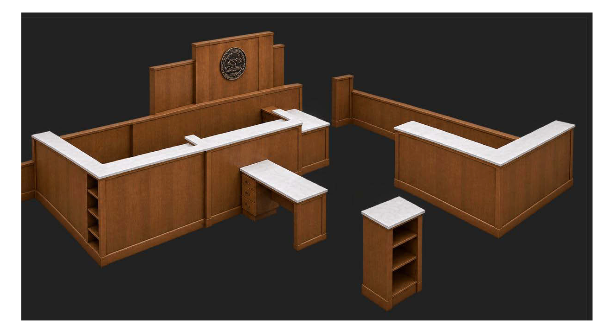 Model of what the renovations on the Judge's desk will look like in courtroom 1. Photo courtesy from Ellis County&nbsp;