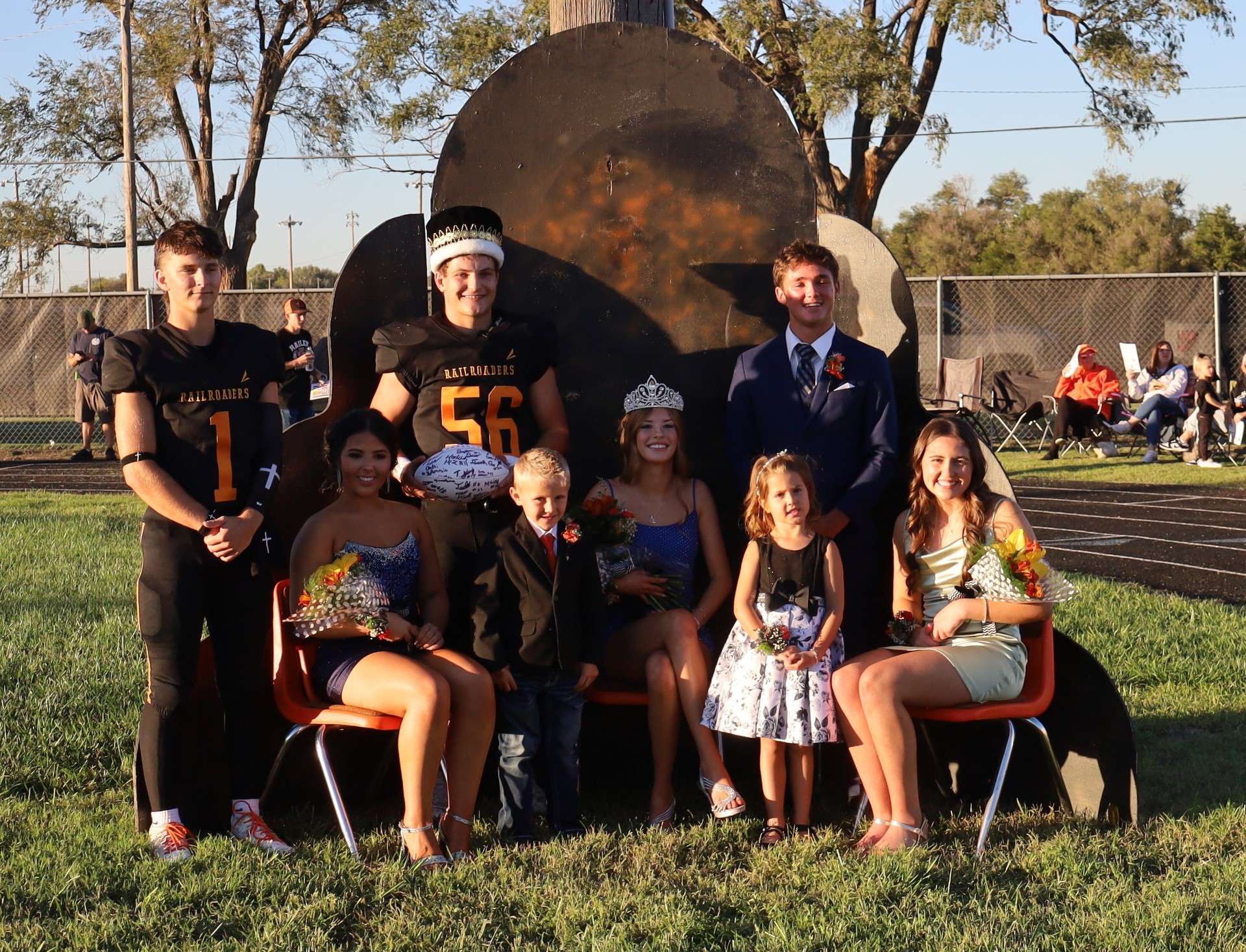 2026 Ellis High School Homecoming Royalty Court. (Back Row, L to R): Candidate Baylor Born, son of Brock and Coleen Born; King Colton Metzler, son of James and Becky Metzler; Candidate Aiden Aschenbrenner, son of Gary and Tara Aschenbrenner. (Front Row, L to R): Candidate Jersee Fabrizius, daughter of Chad and Jessica Fabrizius; Crown Bearer Kolt Werth, son of Brayden and Kristin Werth; Queen Piper McClung, daughter of Windy Still and Ryan McClung; Flower Girl Ava Mattheyer, daughter of Jordan and Emily Mattheyer; Candidate Jocelyn Eck, daughter of Mark and Sarah Eck.&nbsp; Photo courtesy of Ellis High School