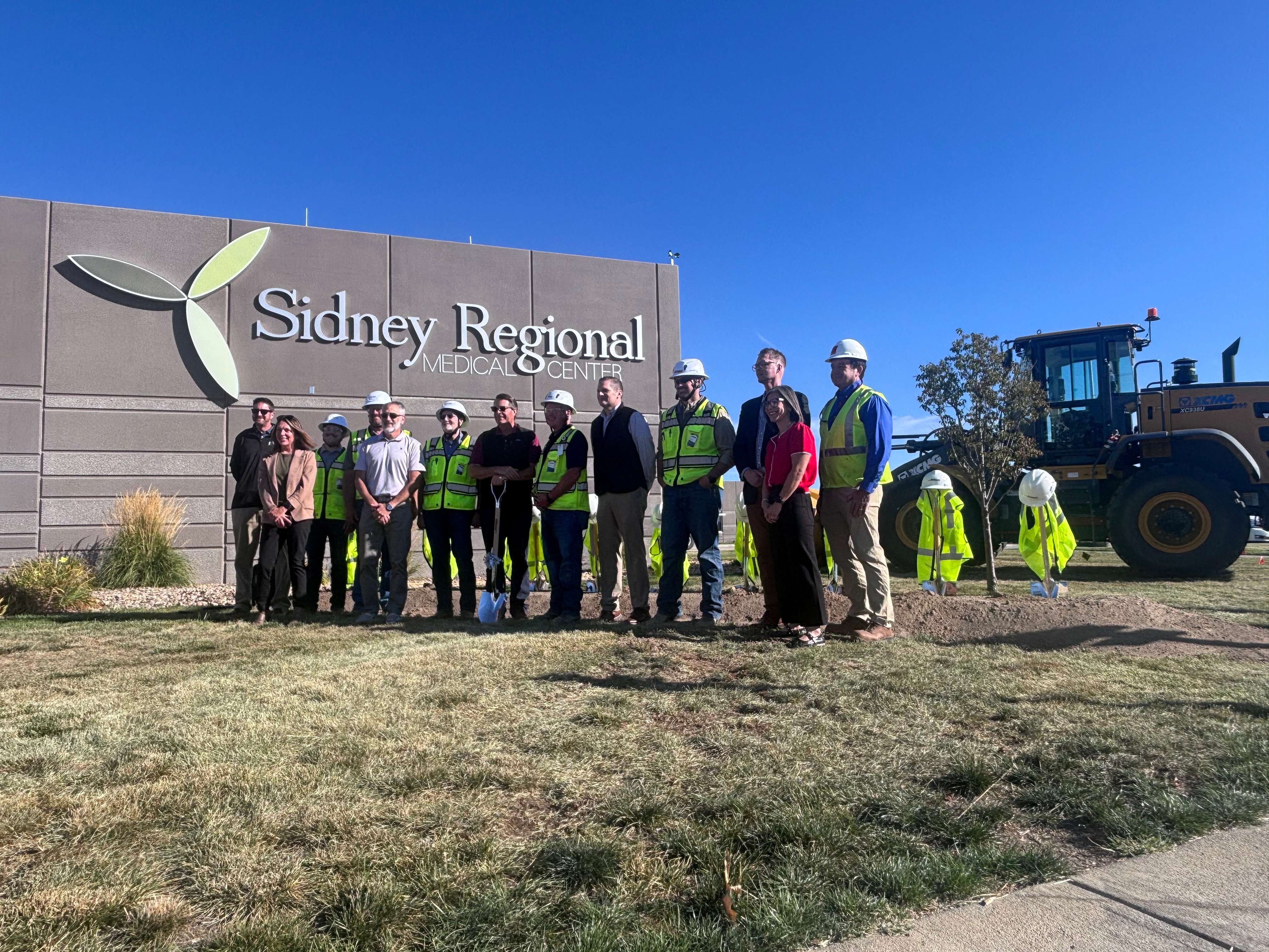 Representatives of Sidney Regional Medical Center and members of the construction crews for the new Cancer Care Center scheduled to open November 2028. (Allison Peck | The Post)