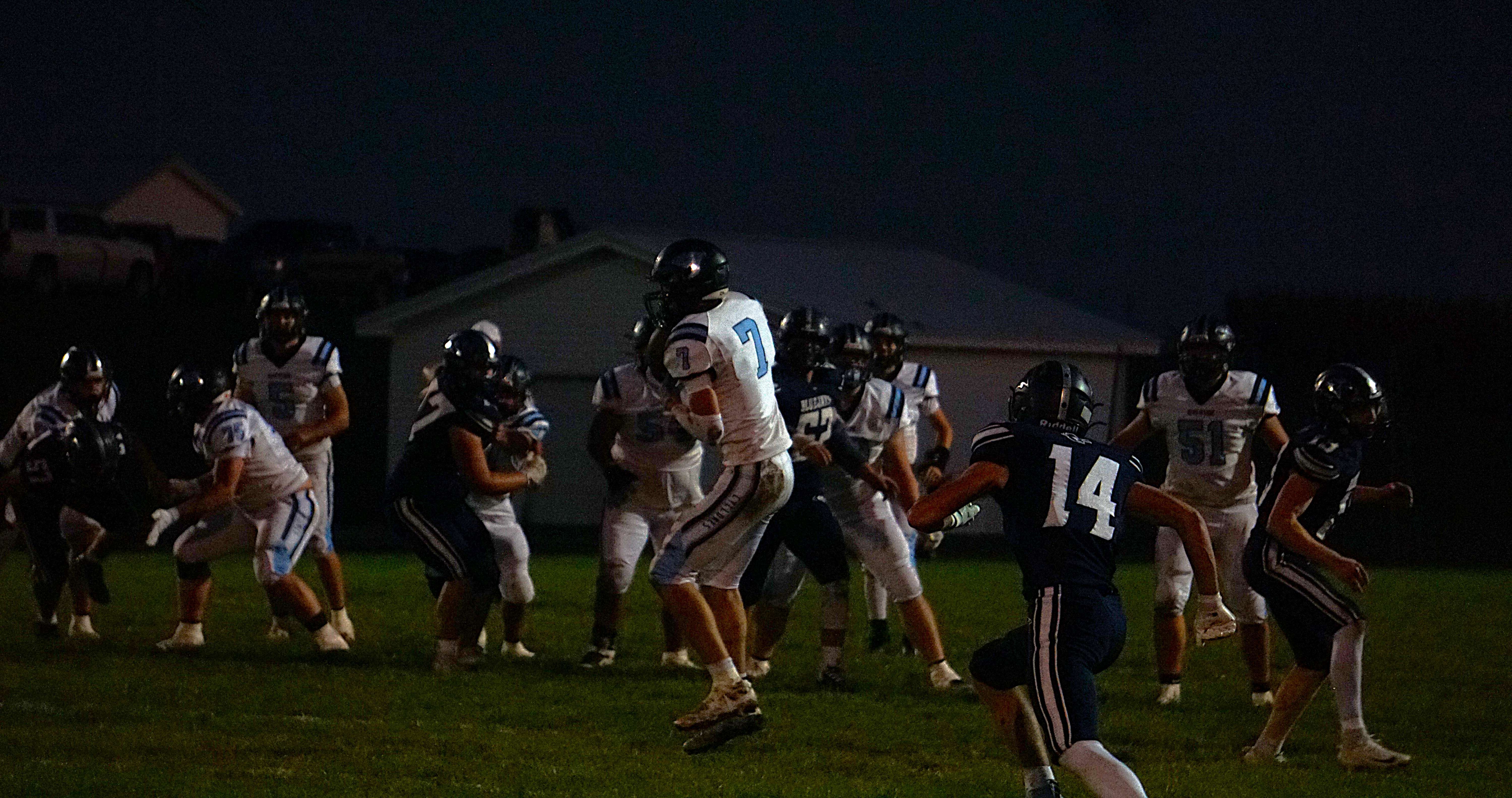 Riverside's Brooks Griffin (7) makes a leaping grab/ Photo by Matt Pike