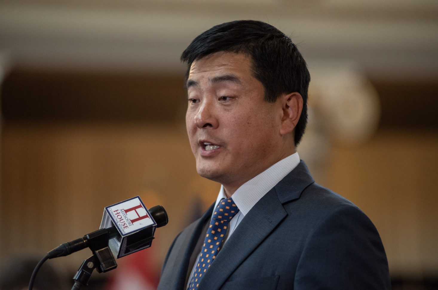 House Speaker Jon Patterson, a Lee’s Summit Republican, speaks at a press conference at the end of special session on June 11, 2025 (Annelise Hanshaw/Missouri Independent).
