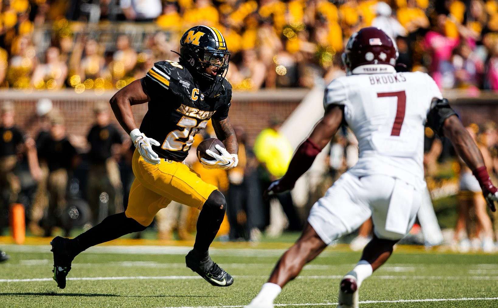 Jamal Roberts rushed for 222 yards and two touchdowns as the No. 14 Missouri Tigers beat Texas A&M 27-6 for a second SEC win in a row/ Photo courtesy of Mizzou Football on X