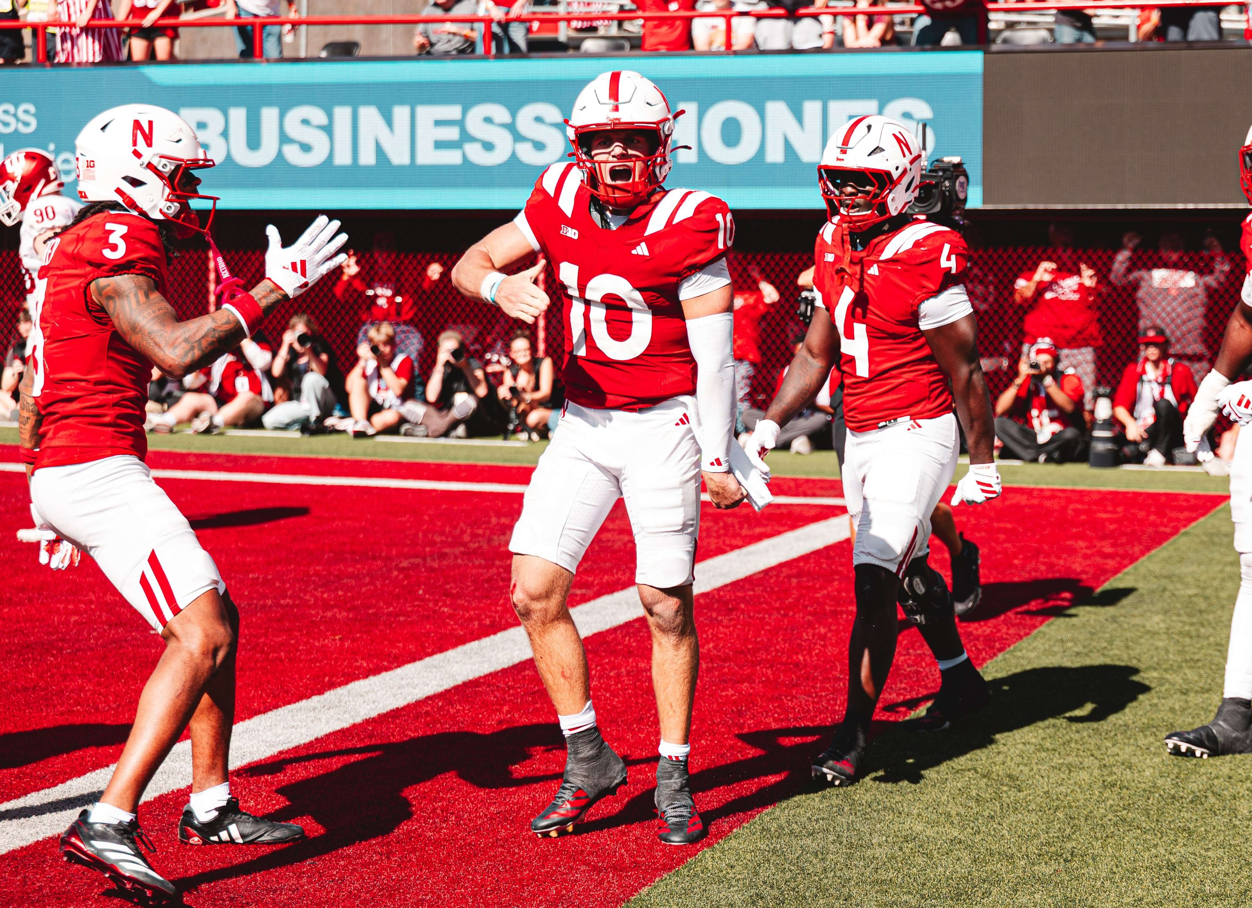 Nebraska quarterback Anthony Colandrea threw an interception and rushed for a touchdown as the Cornhuskers dropped their first game of the seeason to No. 7 Indiana 20-17/ Photo courtesy of Nebraska Football on X