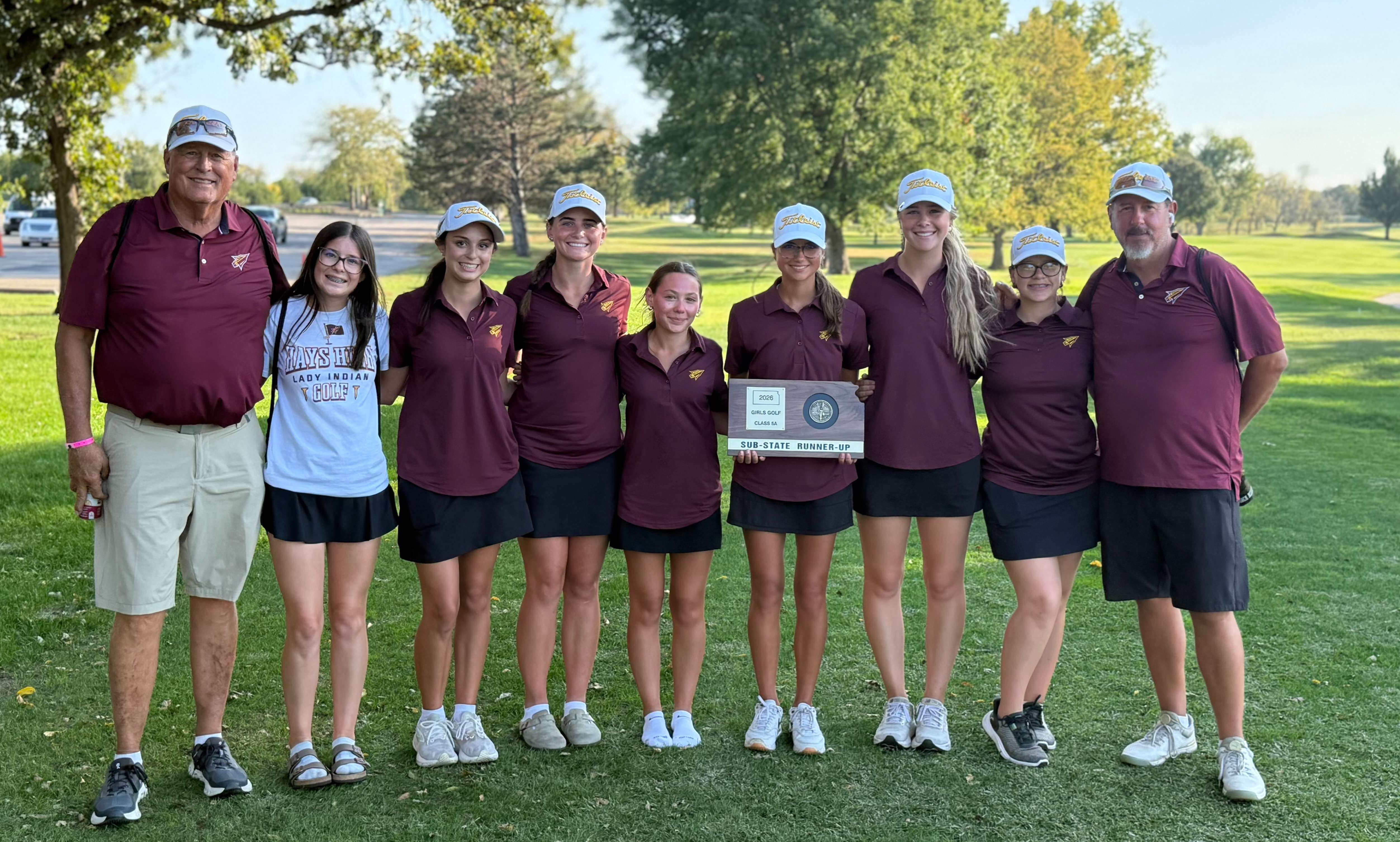 The Hays High girls' golf team placed second at the Shawnee Heights 5A Sub-State Tournament at the Lake Shawnee Golf Course on Monday, October 12, 2026 in Topeka, Kan. (Courtesy photo)