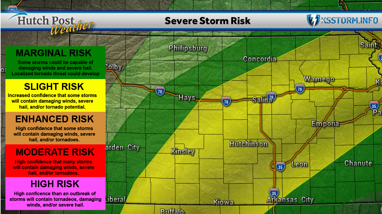Severe storm risks for Tuesday evening.&nbsp;