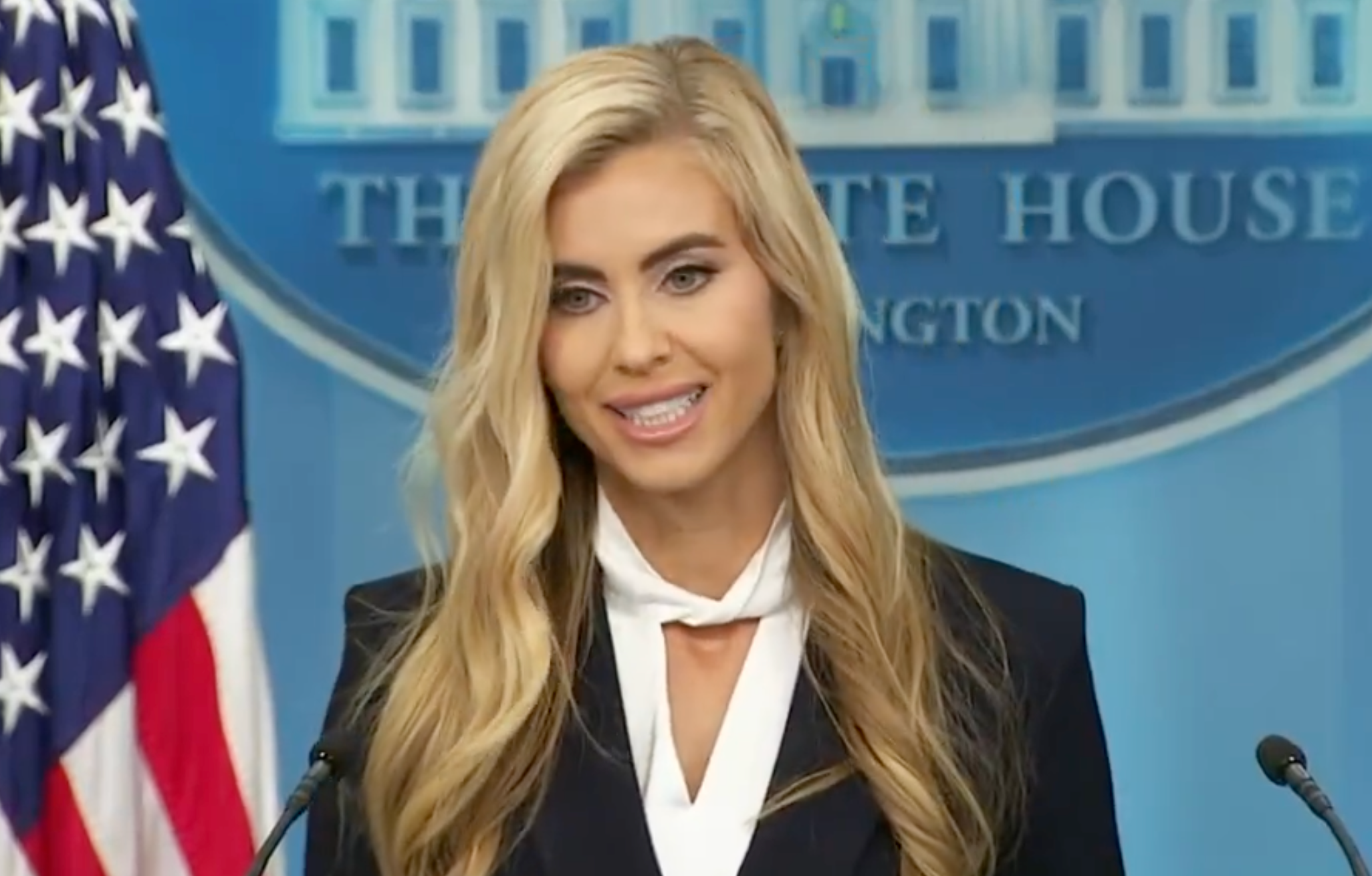 Katie Zacharia during her first media briefing on Tuesday -image from White House video