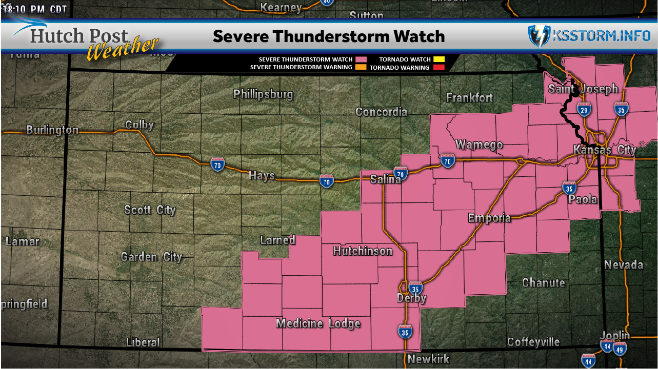 The Storm Prediction Center in Norman, Okla. has issued a Severe Thunderstorm Watch until 11 p.m. this evening.&nbsp;