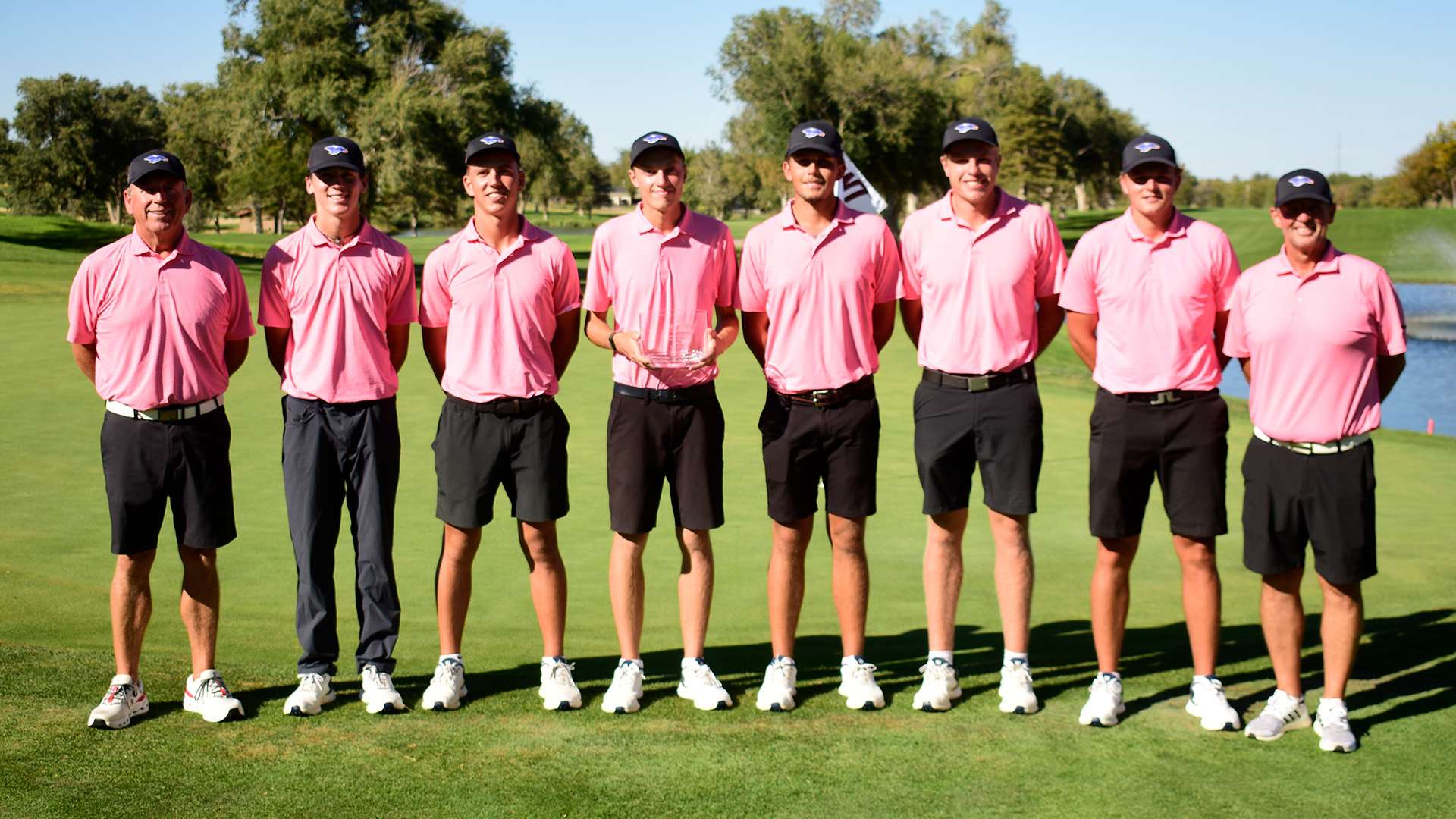 The No. 1-ranked Blue Dragon men's golf team won the Ryan Palmer Classic on Tuesday in Amarillo, Texas by three strokes over Oklahoma Christian. (Photo courtesy Brent Seals/West Texas A&M SID).jpg