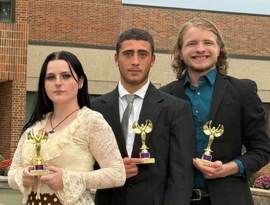 The Sterling College trio of Bailey Brewer, Cristian Vargiu, and Daniel Hawkinson brought home trophies from the recent Forensics/Debate Tournament held at Southwest Baptist University in Boliver, MO. Brewer and Hawkinson are from Hutchinson, Vargiu is from London, England.