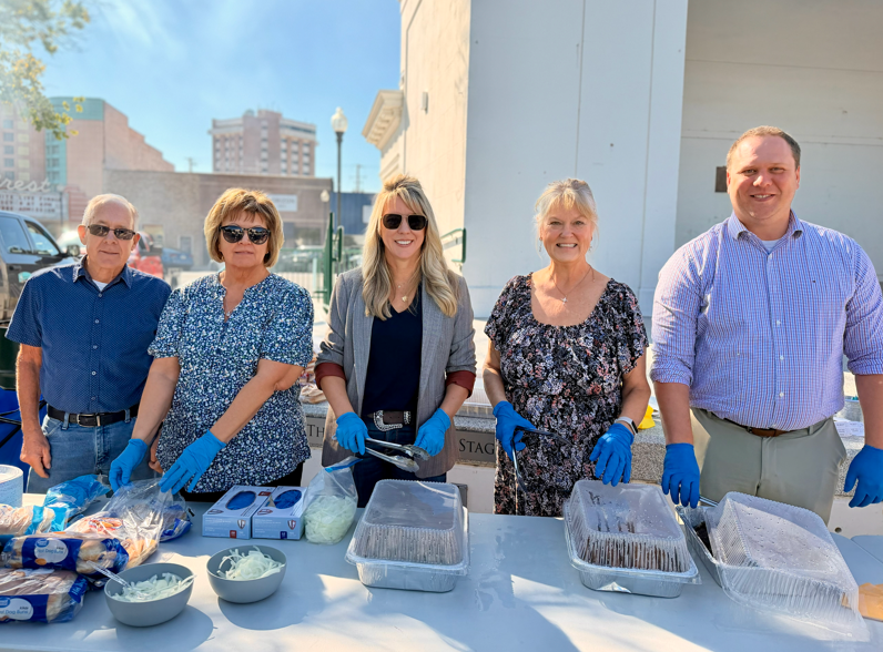 Members of the Barton County Commission gather during the annual Employee Picnic at Jack Kilby Square.