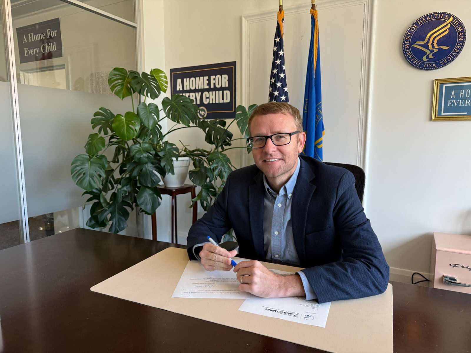 Administration for Children and Families Assistant Secretary Alex J. Adams signs and approves Nebraska’s plan amendment to restrict inappropriate and non-essential purchases with Temporary Assistance for Needy Families (TANF) Aid to Dependent Children (ADC) cash assistance. (Courtesy Image)