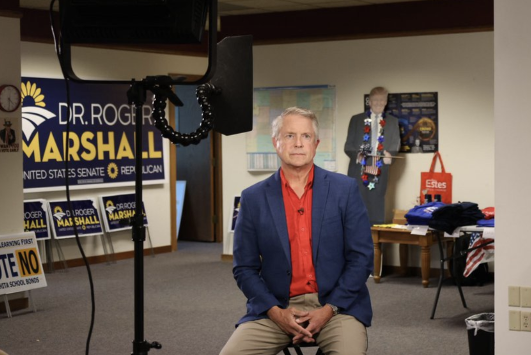Kansas U.S. Senator Roger Marshall waiting for a interview on Monday -photo from his social media page