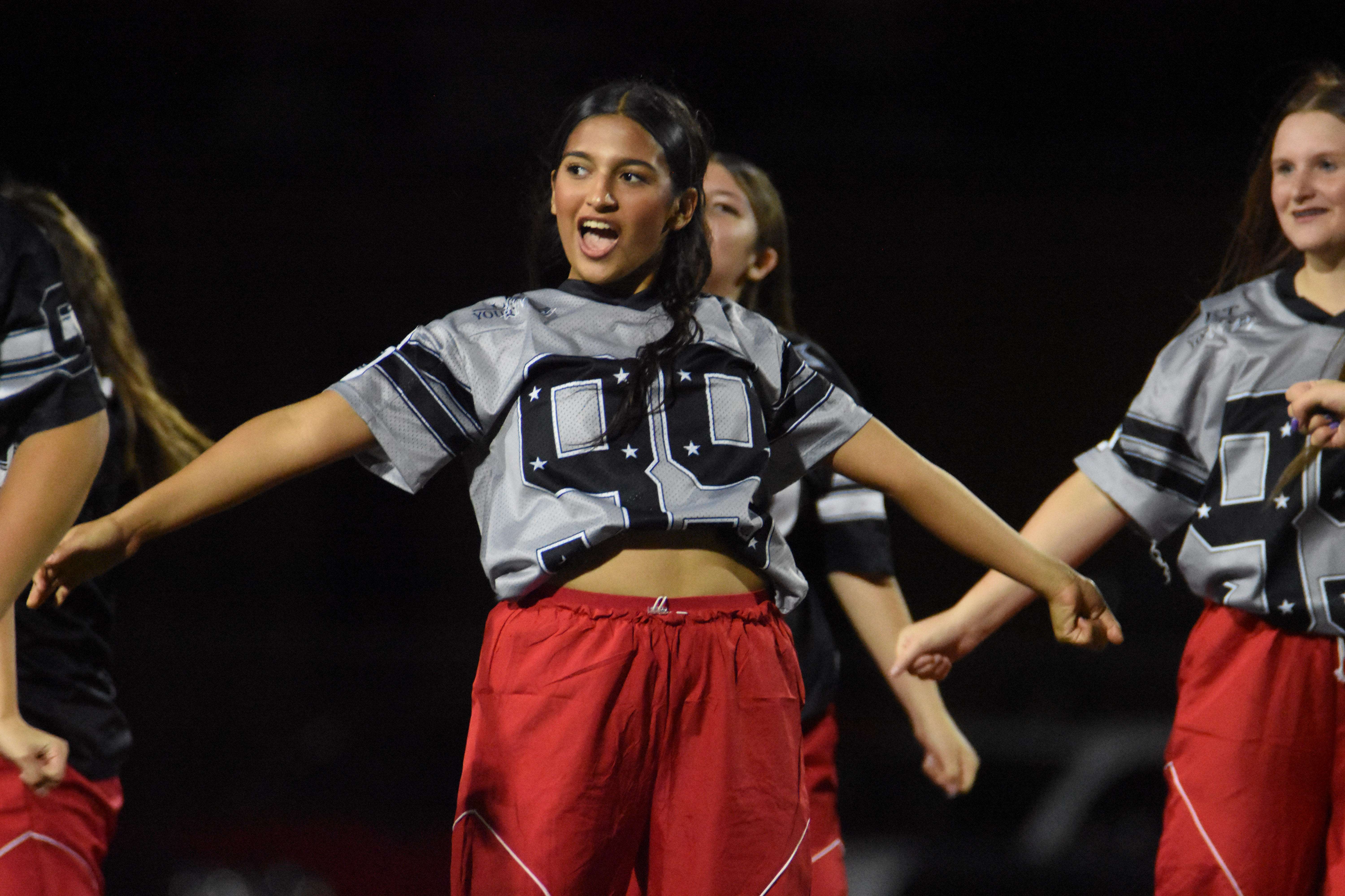 Vianney Rodriguez and the Panther Danceline performed during last Friday's football game against Liberal. (photo by Mike Courson)