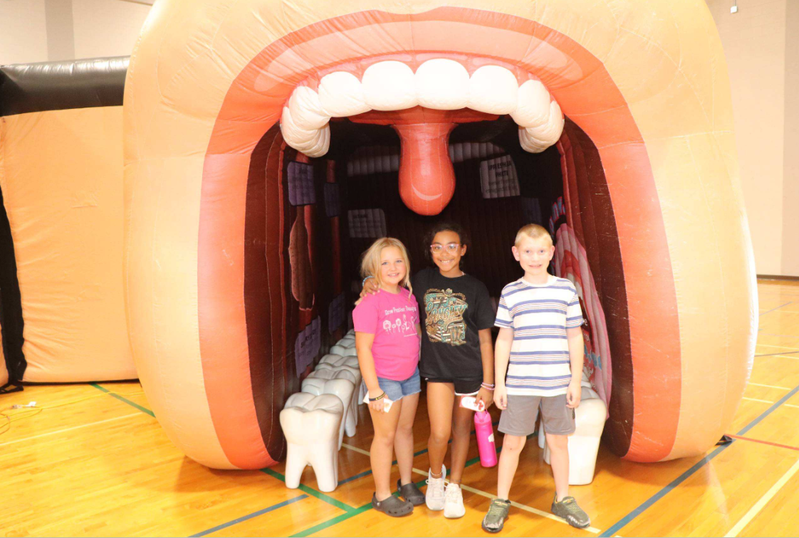 Roosevelt Elementary students recently took part in "The Body Venture" experience with Fort Hays State University students in the Health and Human Performance department. Photo courtesy USD 489&nbsp;