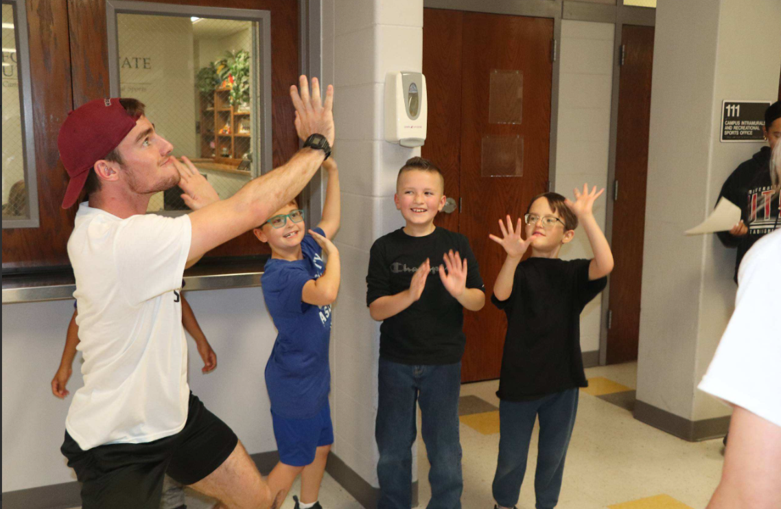 Roosevelt Elementary students recently took part in "The Body Venture" experience with Fort Hays State University students in the Health and Human Performance department. Photo courtesy USD 489