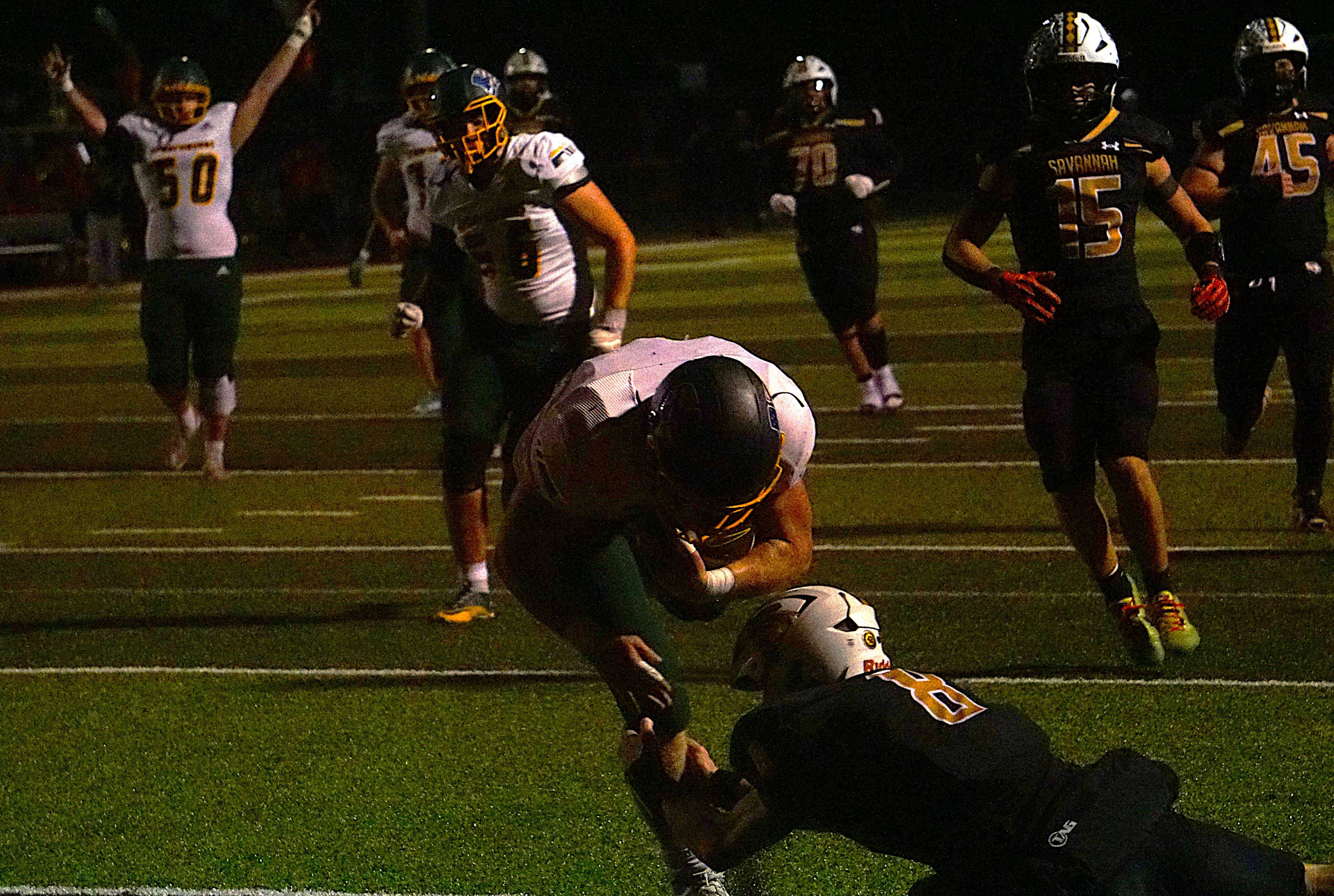 Maryville's Luke Allen plows into the endzone for a touchdown/ Photo by Matt Pike