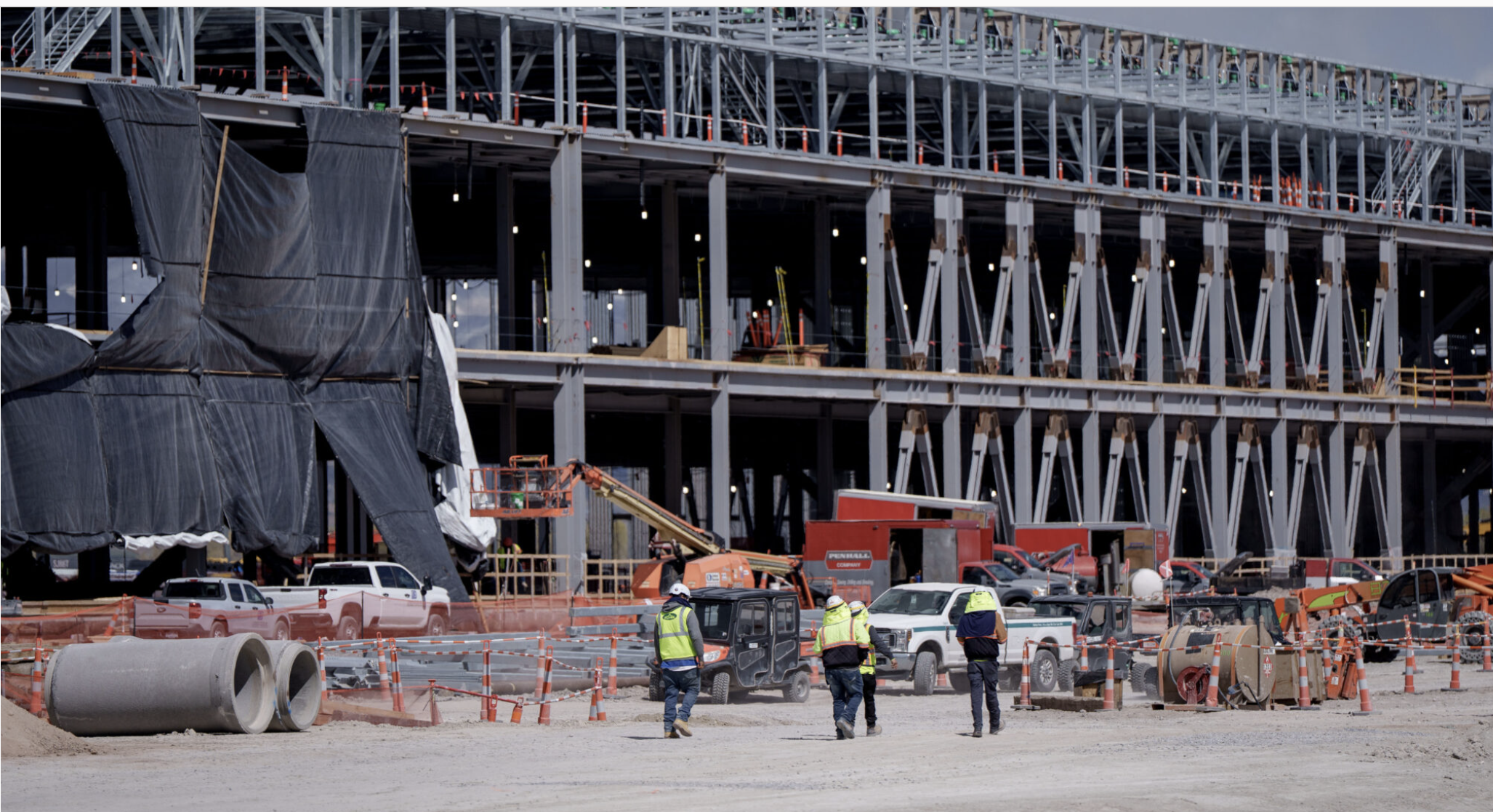 Work continues on the new QTS data center in Eagle Mountain, Utah, on April 17, 2026. Today’s data center buildout has become the largest industrial boom since the railroad era of the 19th century, with $10 trillion in investment and almost twice the economic impact. (Photo by Spenser Heaps for Utah News Dispatch)