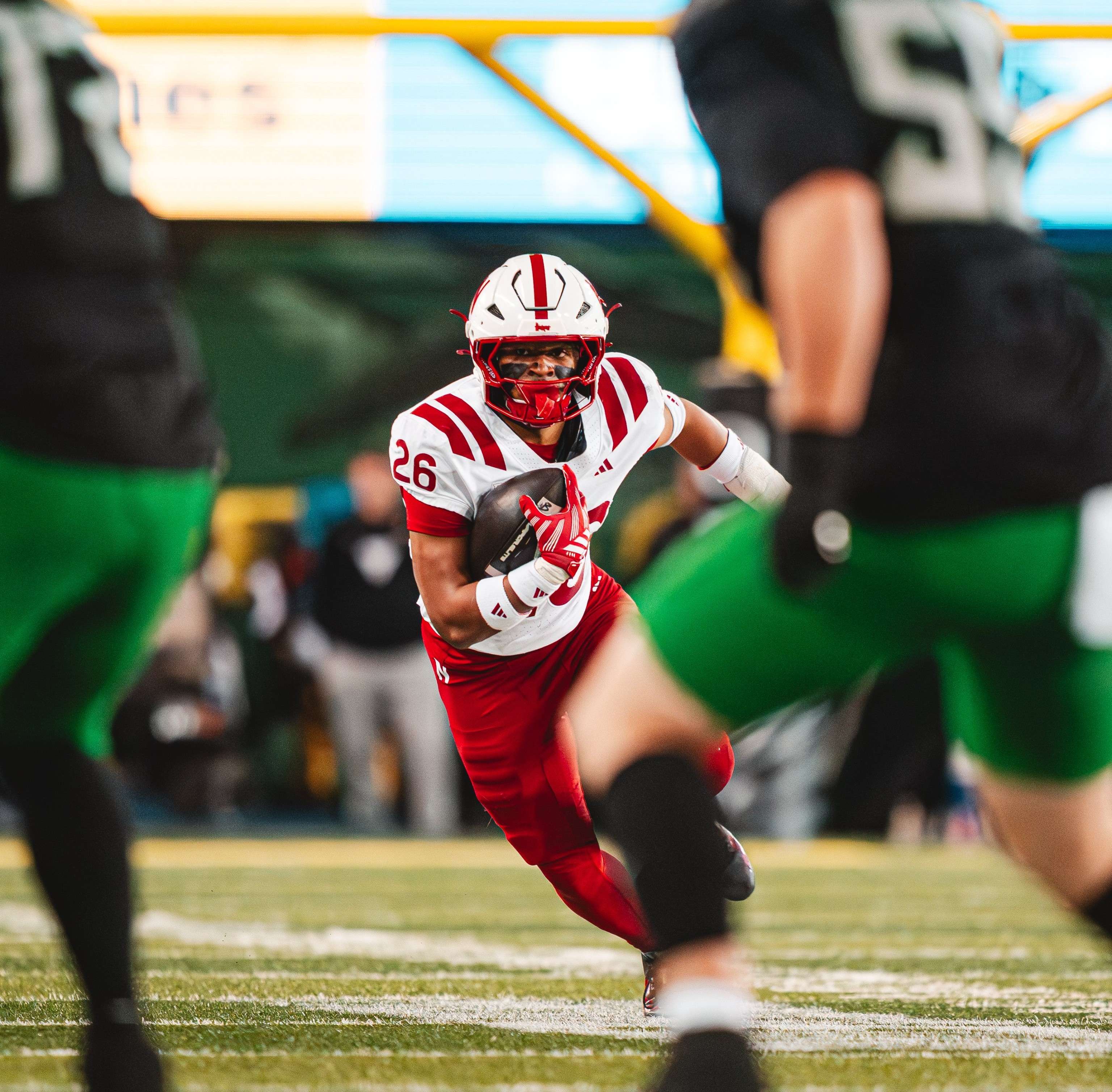 Dwayne McDougle III had an interception for Nebraska as the Cornhuskers fell to Oregon 17-14 after a final second touchdown by former Nebraska quarterback Dylan Raiola/ Photo courtesy of Nebraska Football on X