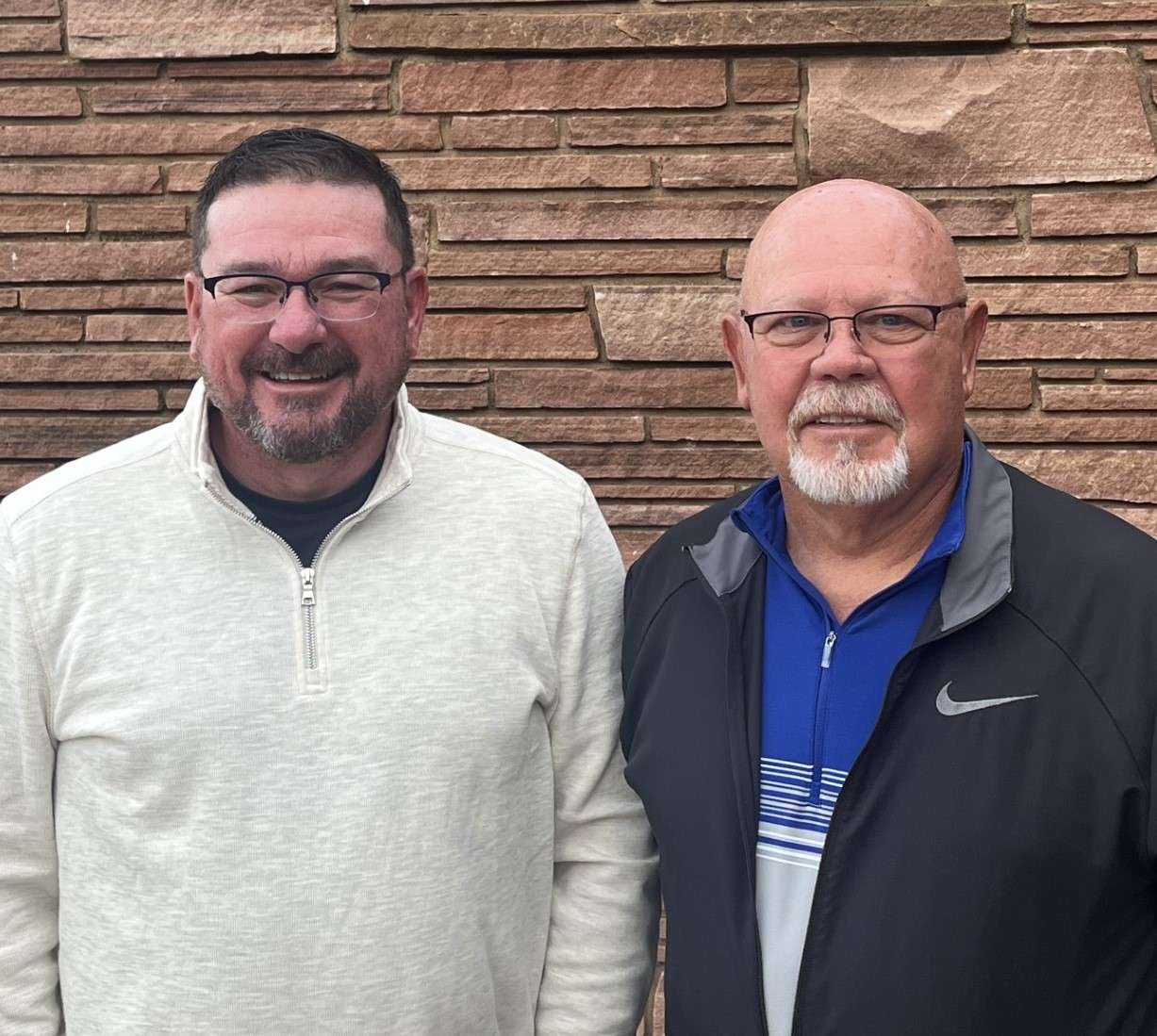 Lance Patterson (L) Board of Education President and Randy Norwood former Assistant Superintendent of Maintenance and Grounds.