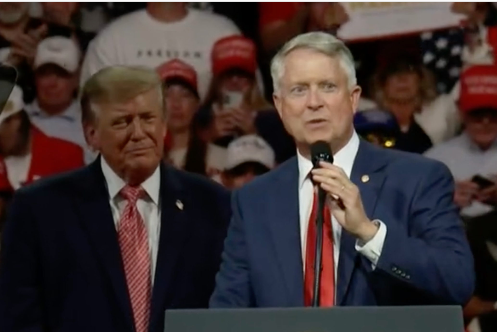 Kansas U.S. Senator Roger Marshall during the Trump rally on Monday in Wichita-photo courtesy CSPAN