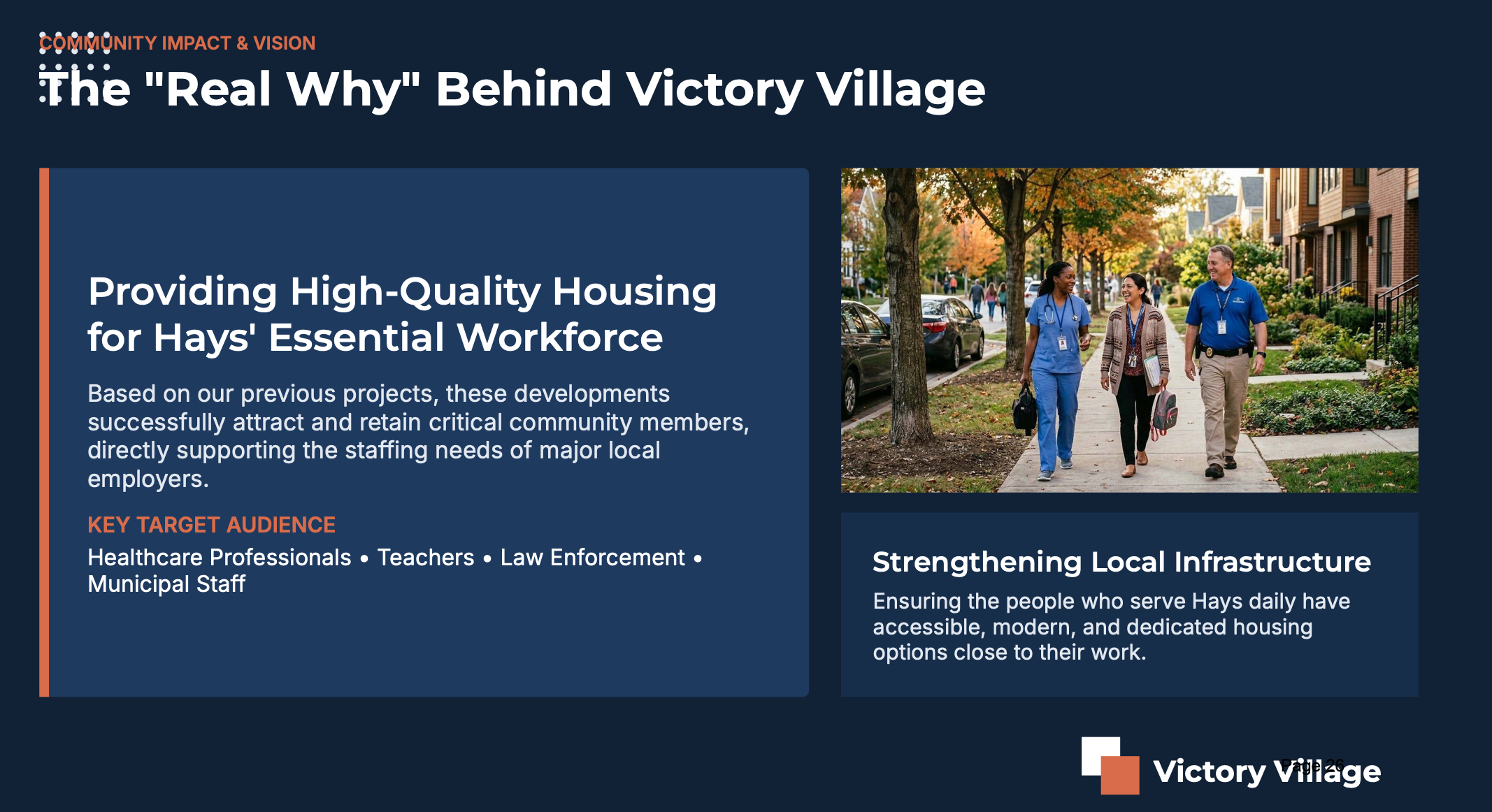 A slide from a presentation given by Brian Reilly, president of DP Management, showing how Victory Village of Hays would bring high quality housing. Courtesy photo<br>