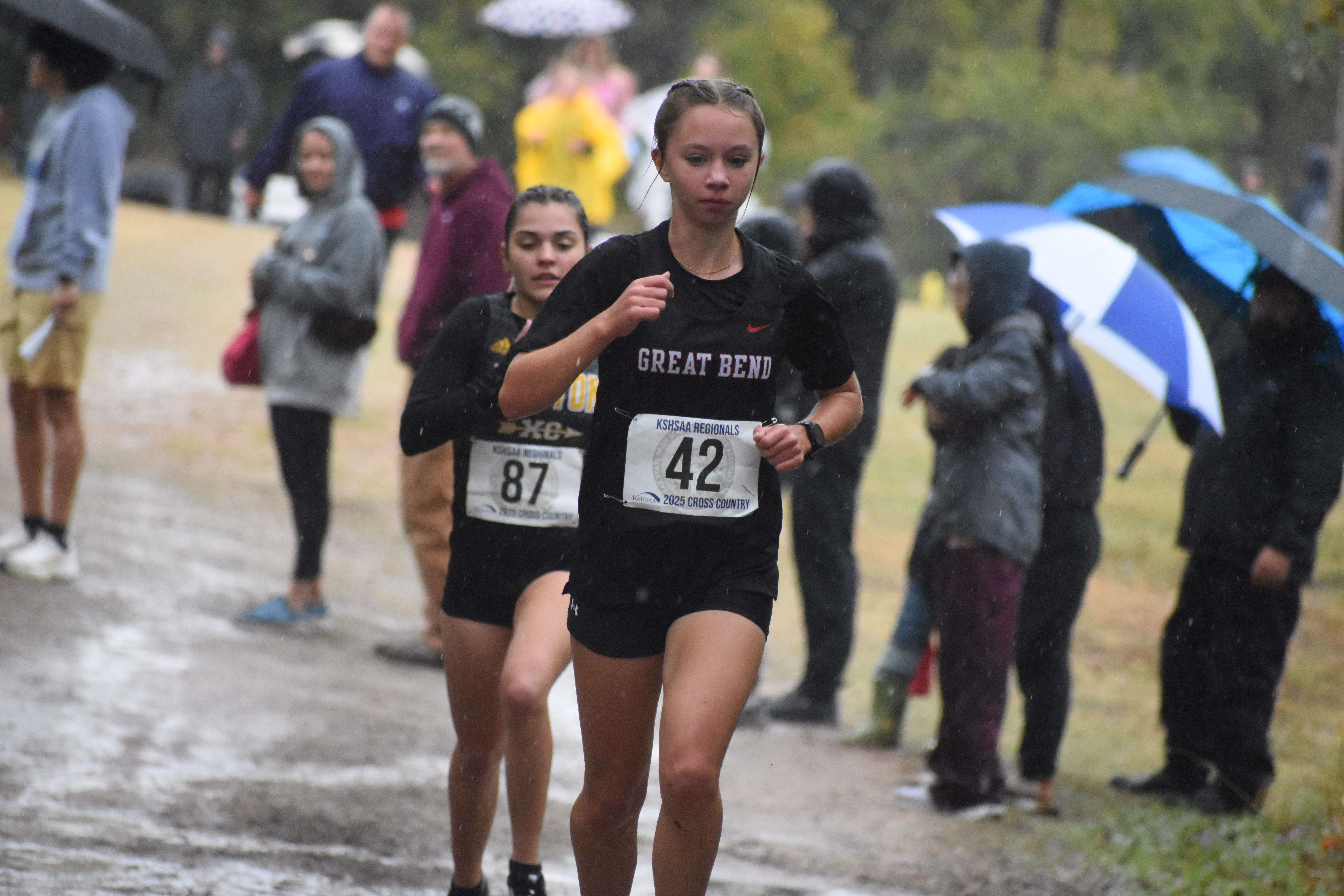 Great Bend sophomore Decorah Schroeter has set 5K and 4K school records this season as part of a string of records on every course this fall. (photo by Mike Courson)