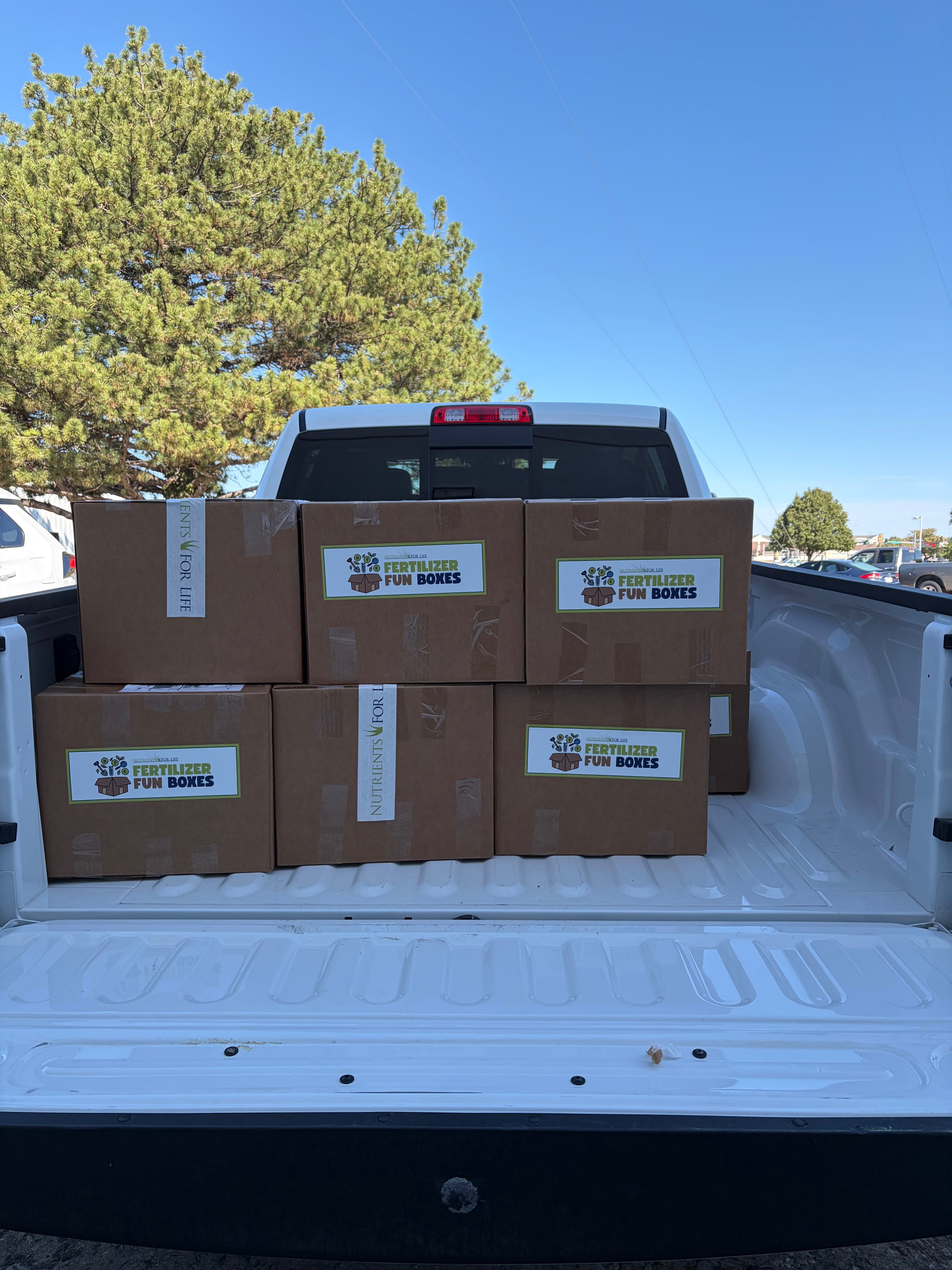 Fertilizer Fun boxes loaded up ready and waiting to be shipped. Photo by Alin Hett/Hays Post
