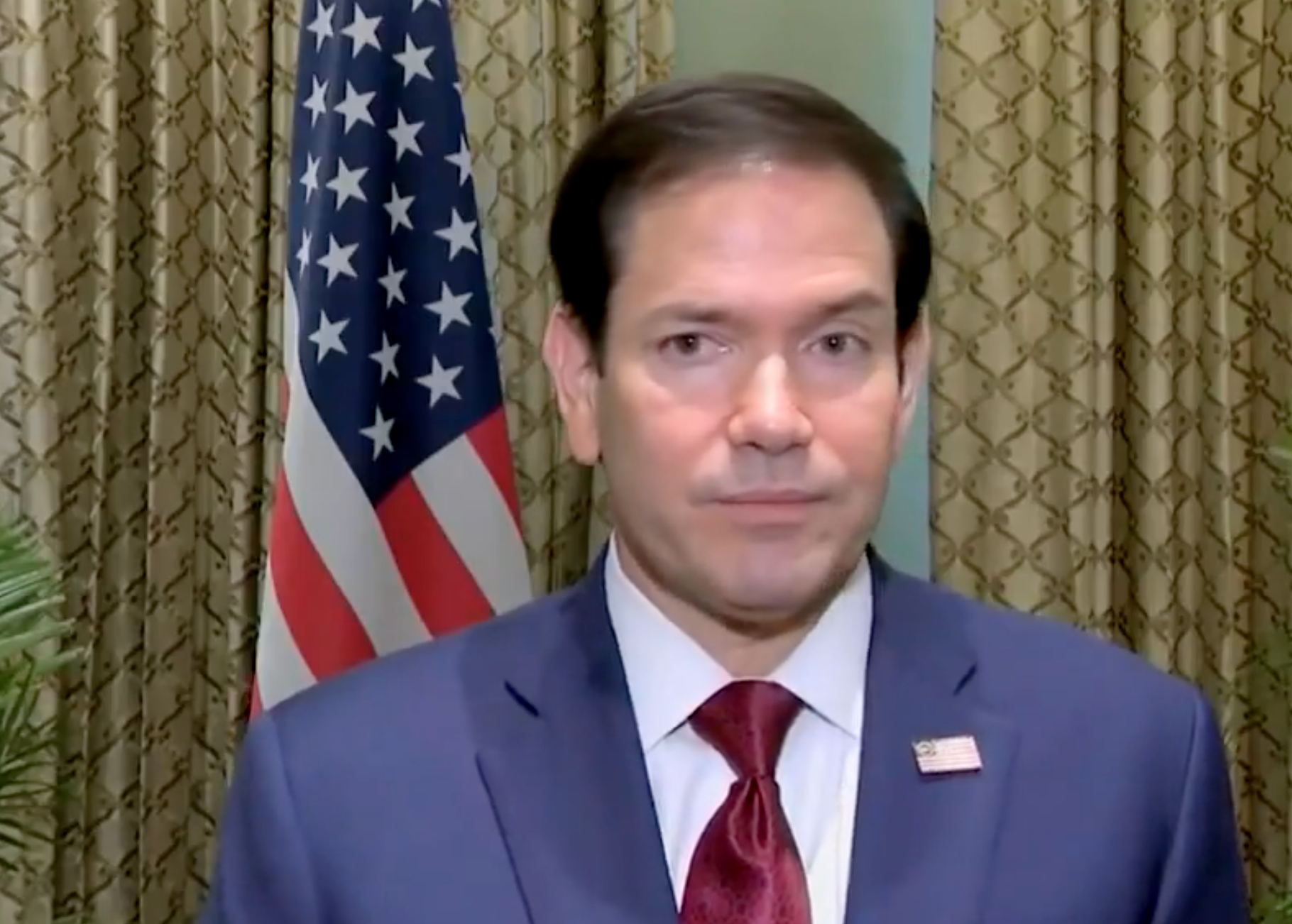 Secretary of State Marco Rubio spoke to reporters Friday -image courtesy CSPAN