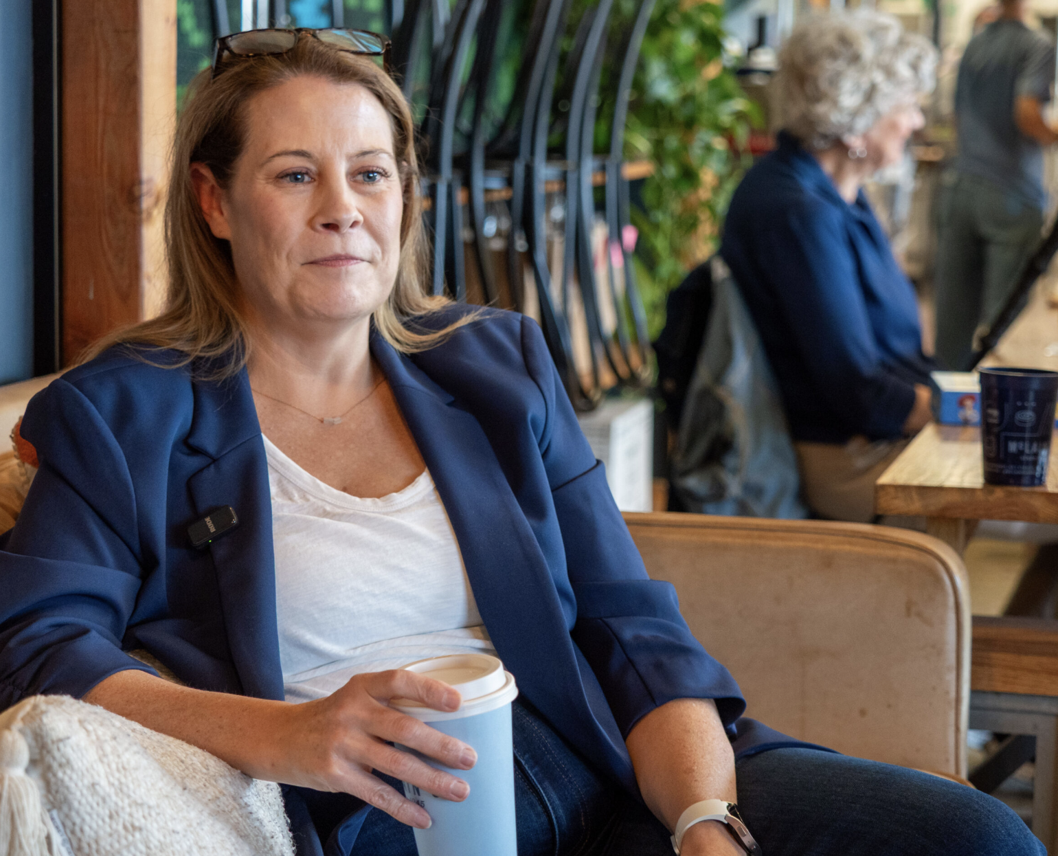 Jennifer Day, the Democratic nominee for Secretary of States, answers questions during an Oct. 22, 2026, interview. (Photo by Sherman Smith/Kansas Reflector)
