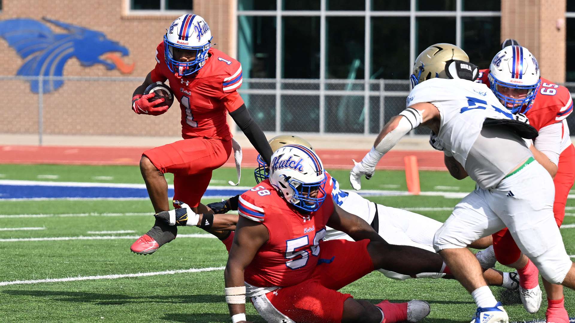 Receiver Jeremiah Looney and the No. 1 Blue Dragons play host to the No. 12 Dodge City Conquistadors at 5 p.m. on Saturday at Gowans Stadium. (Andrew Carpenter/Digital Fox Photography)