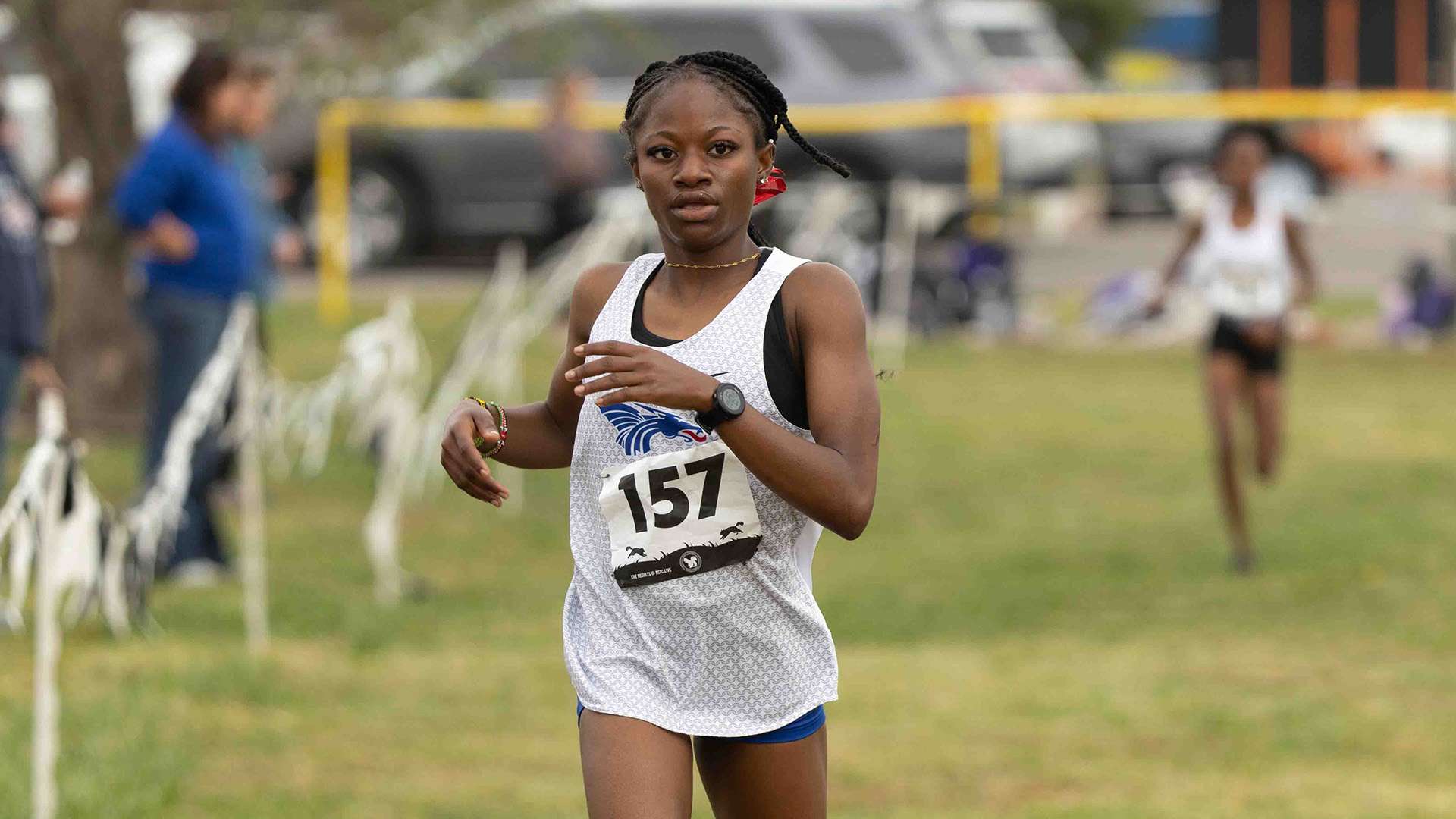 Sophomore Ashara Frater is the third-straight Blue Dragon runner to win a Region 6 individual championship on Friday at the 2026 Region 6 Meet in El Dorado. (Photo courtesy Ed Bailey).