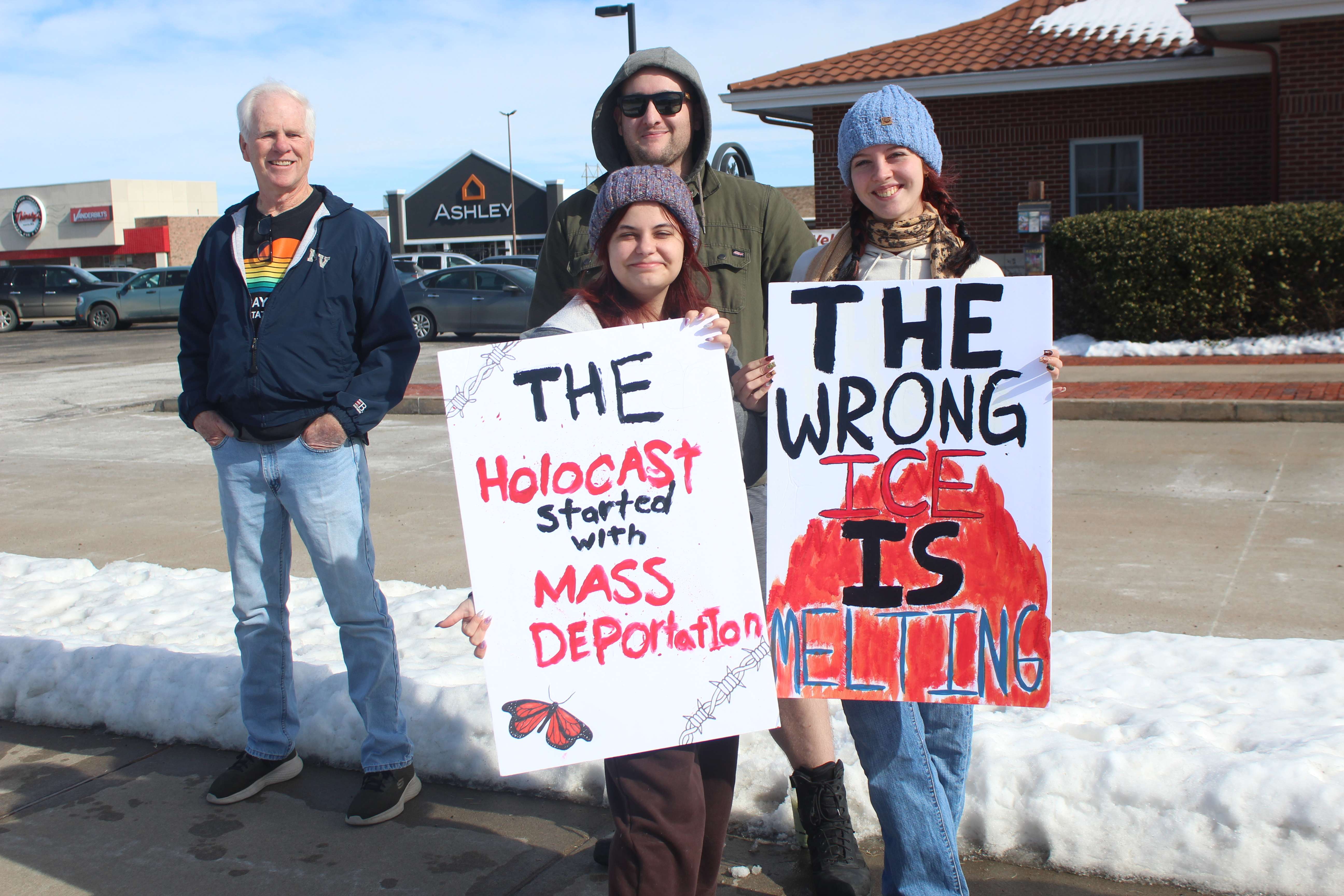 Several protestors on Sunday compared ICE actions to those of Nazi Germany.&nbsp;Photo by Cristina Janney/Hays Post