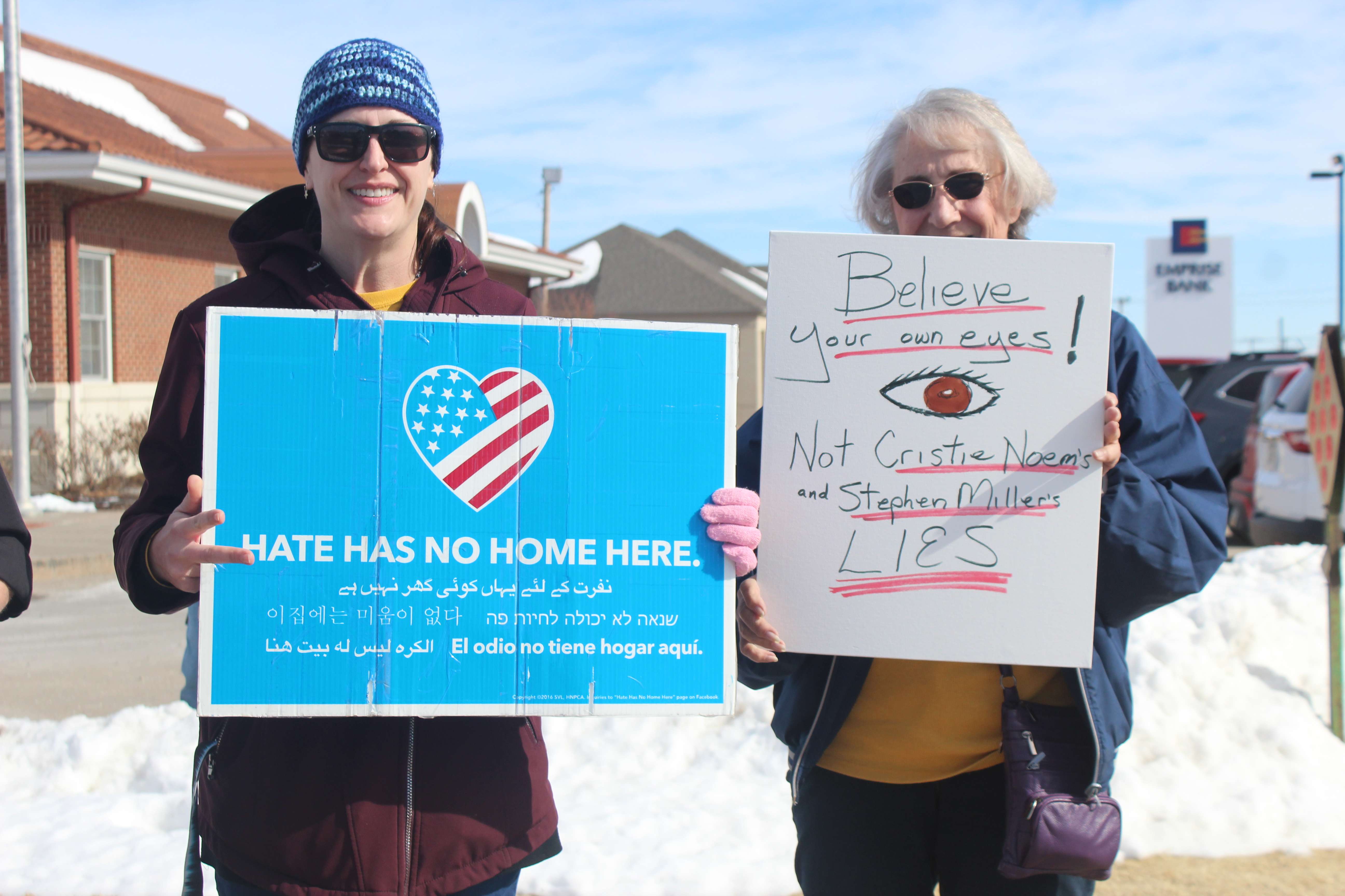 Protesters Sunday at 27th and Vine in Hays. Photo by Cristina Janney/Hays Post