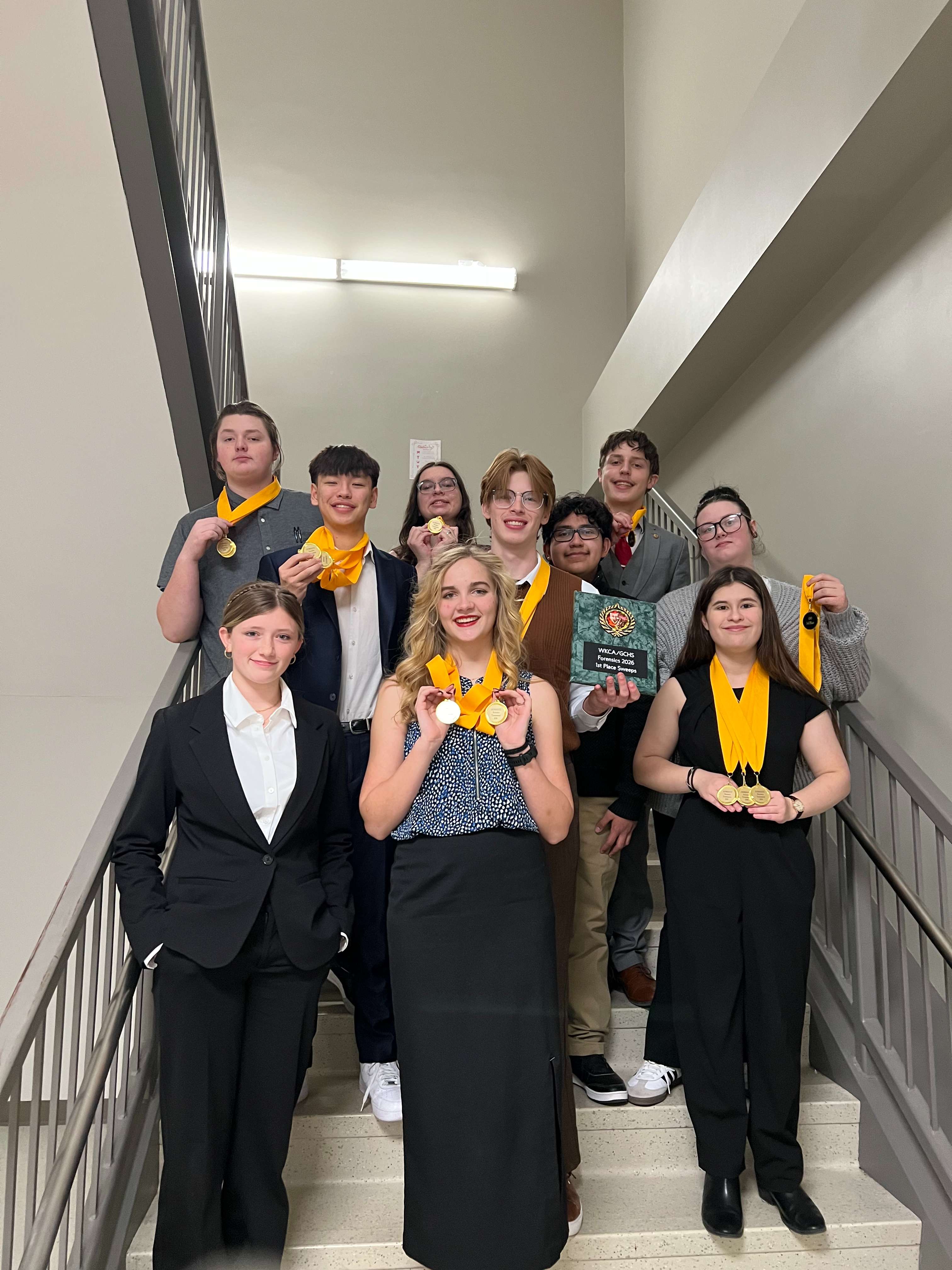 Front row, from left: Addie Hart, Samantha Negaard and Kendra Scheideman.&nbsp; Second row: Parker Coleman, Zachary Hat, and Kyra Lewis. Back&nbsp;row: Hunter McClanahan, Kaitlyn Froetschner, Jaaziel Hernandez and Ethan Harrington.