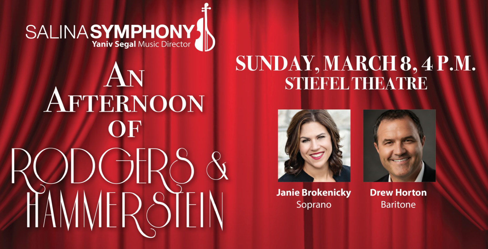 Salina Symphony presents “An Afternoon of Rodgers &amp; Hammerstein” on Sunday, March 8, 4:00 pm at Stiefel Theatre. Tickets on sale now