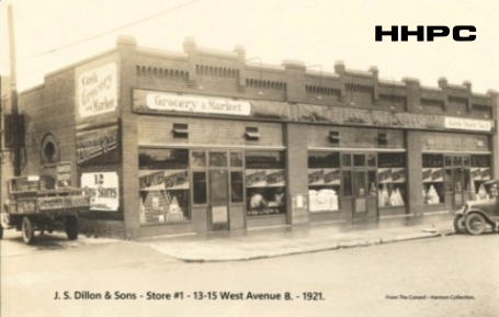 Dillons No. 1  - 13-15 W. Ave. B - 1921 (Exterior). Courtesy of the Conard-Harmon Collection.