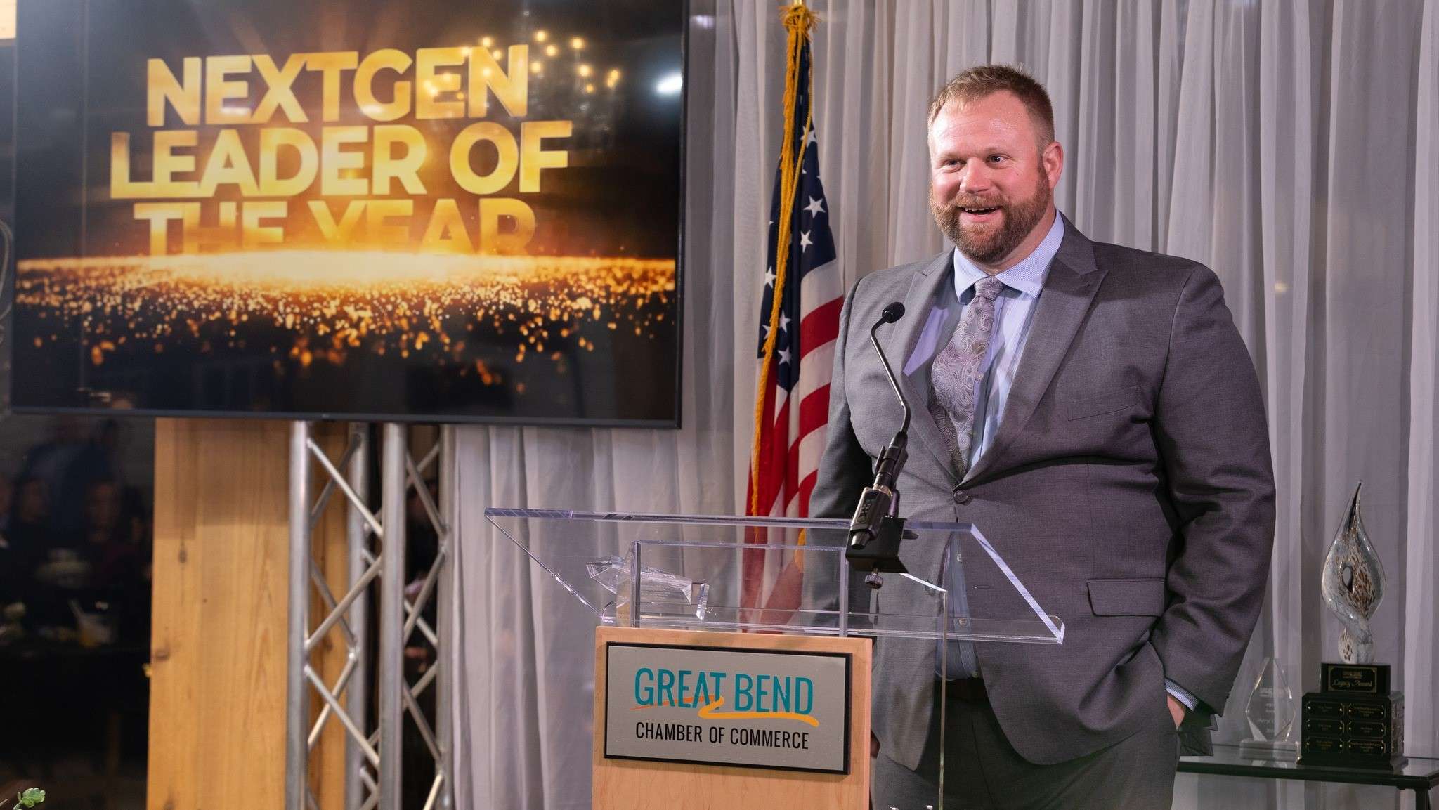 Dr. Ty Brunswick was named NextGen Leader of the Year at the 2025 Great Bend Chamber awards banquet. (photo from Great Bend Chamber)